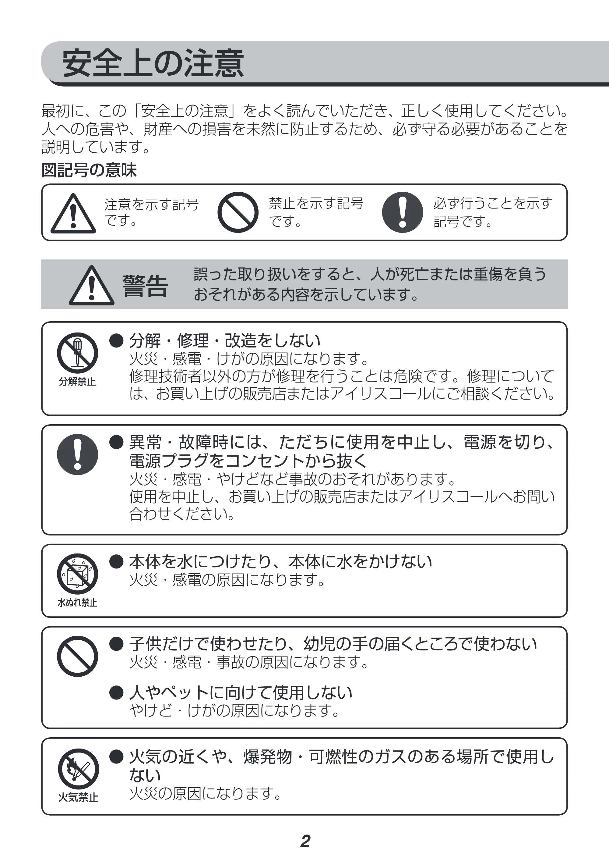 アイリスオーヤマ STM-304N 取扱説明書 — 原本ページ — 2ページ