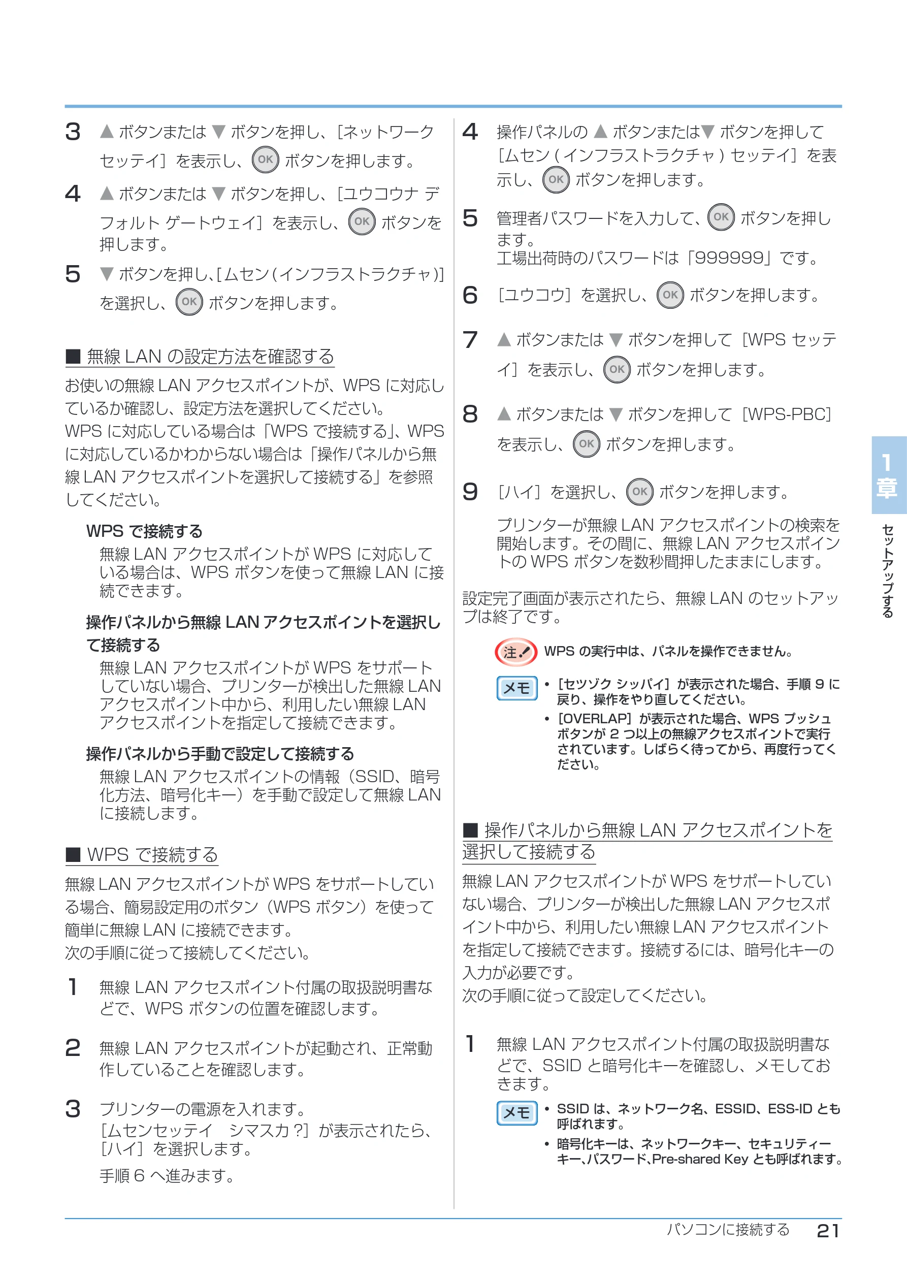 沖電気 C332dnw ユーザーズマニュアル 言語 : 日本語 ac1 (サイズ: 26.3 MB) — 4 操作パネルの — 図版 21-1 — 21ページ