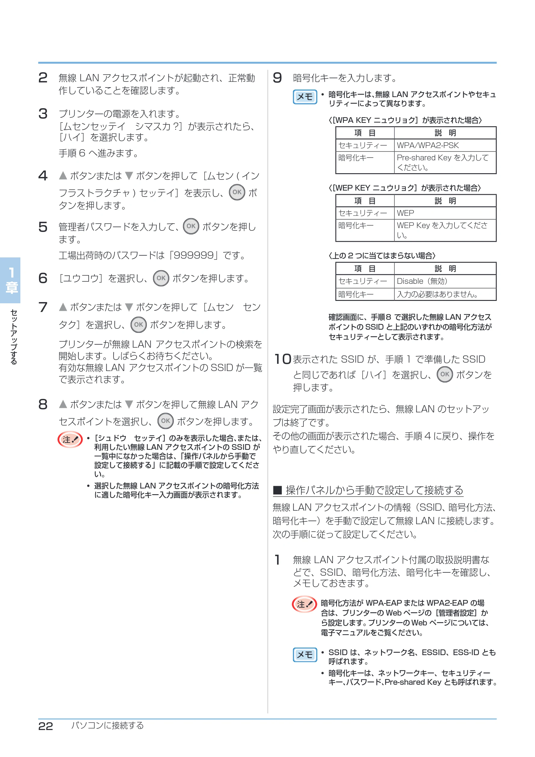 沖電気 C332dnw ユーザーズマニュアル 言語 : 日本語 ac1 (サイズ: 26.3 MB) — 9 暗号化キーを入力します。 — 図版 22-1 — 22ページ