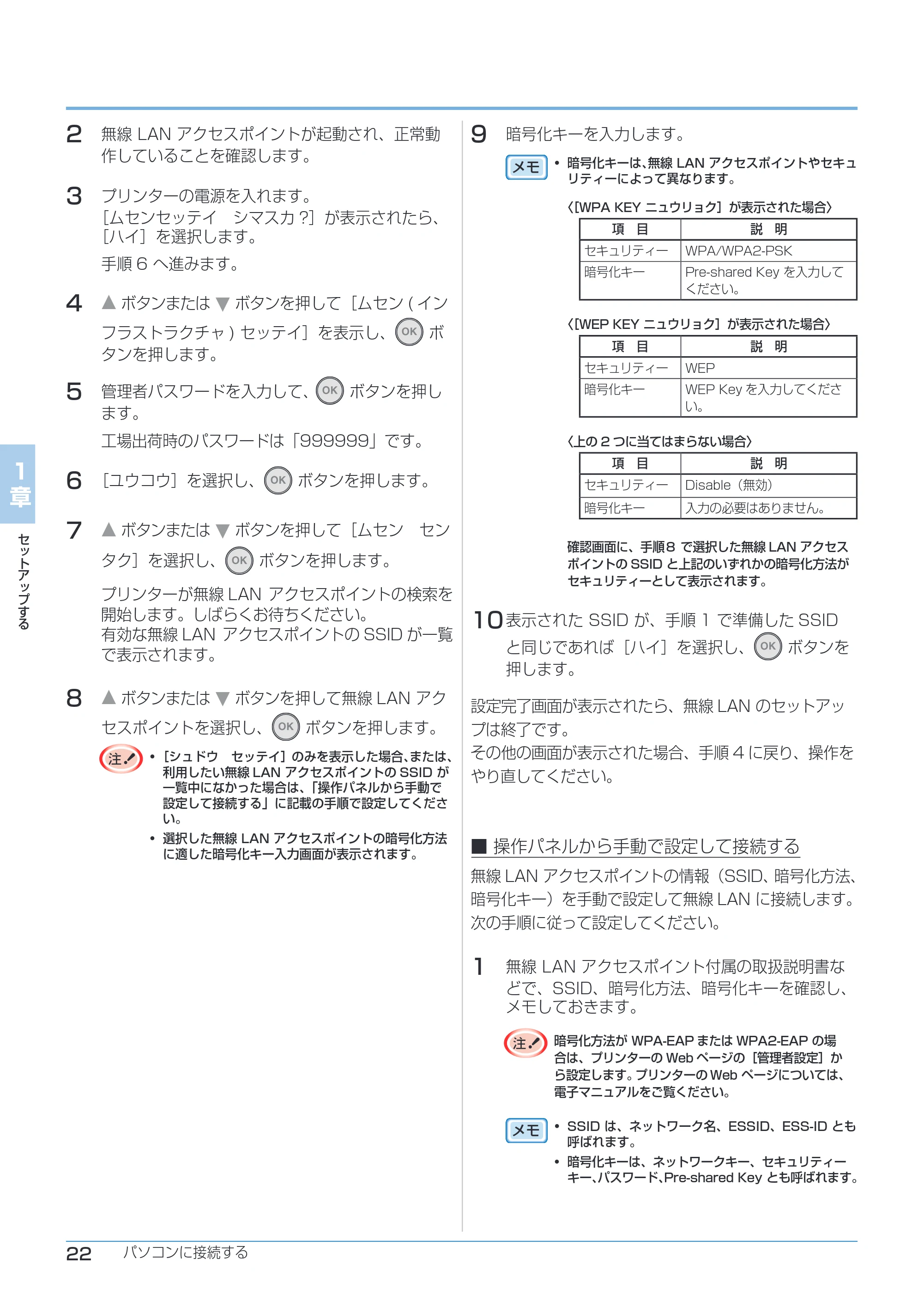 沖電気 C332dnw ユーザーズマニュアル 言語 : 日本語 ac1 (サイズ: 26.3 MB) — 9 暗号化キーを入力します。 — 原本ページ — 22ページ