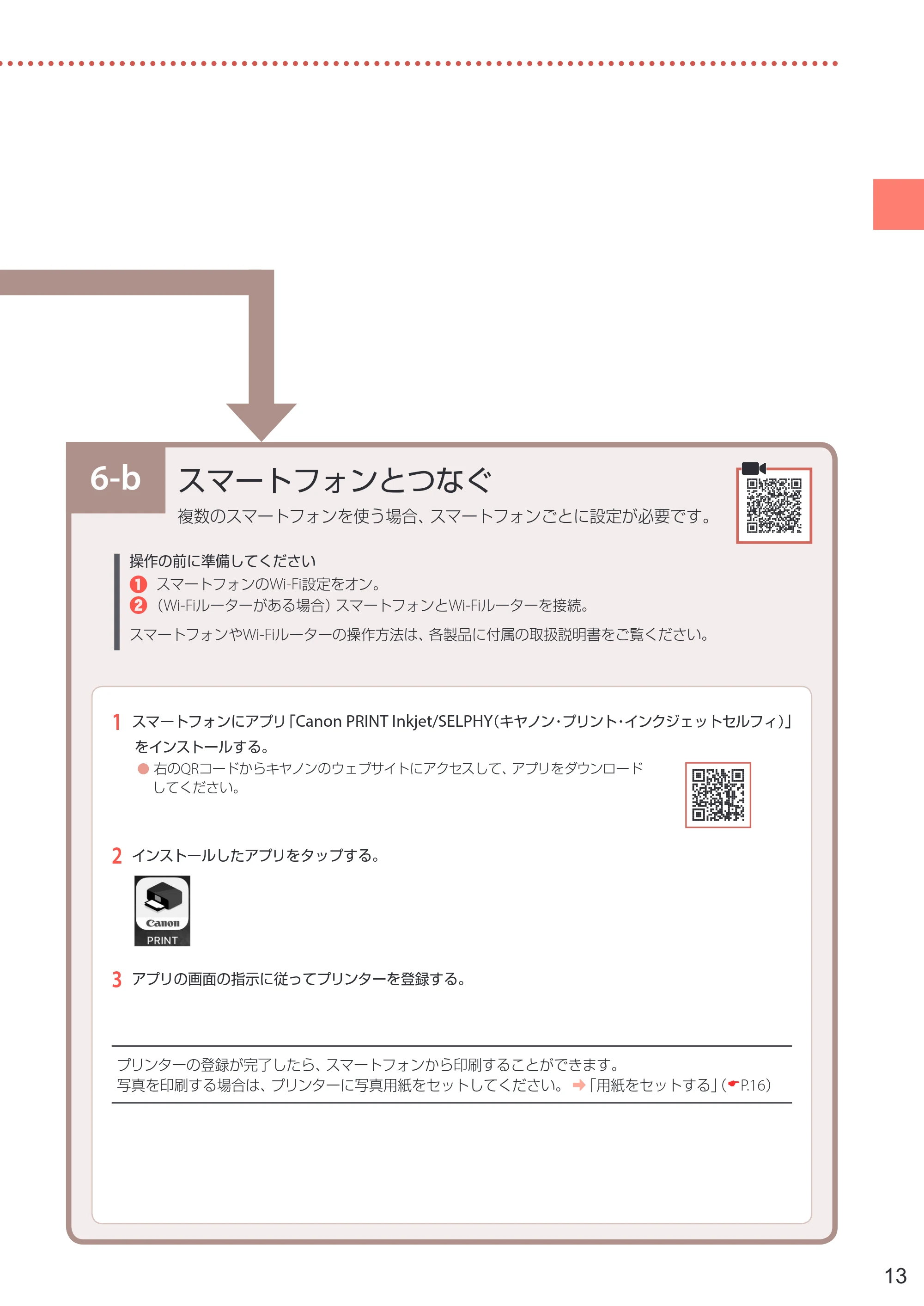 キヤノン PIXUS TS5330 設置・基本操作マニュアル 2019年9月4日掲載（PDF：6.66MB） — 6-b スマートフォンとつなぐ — 原本ページ — 15ページ