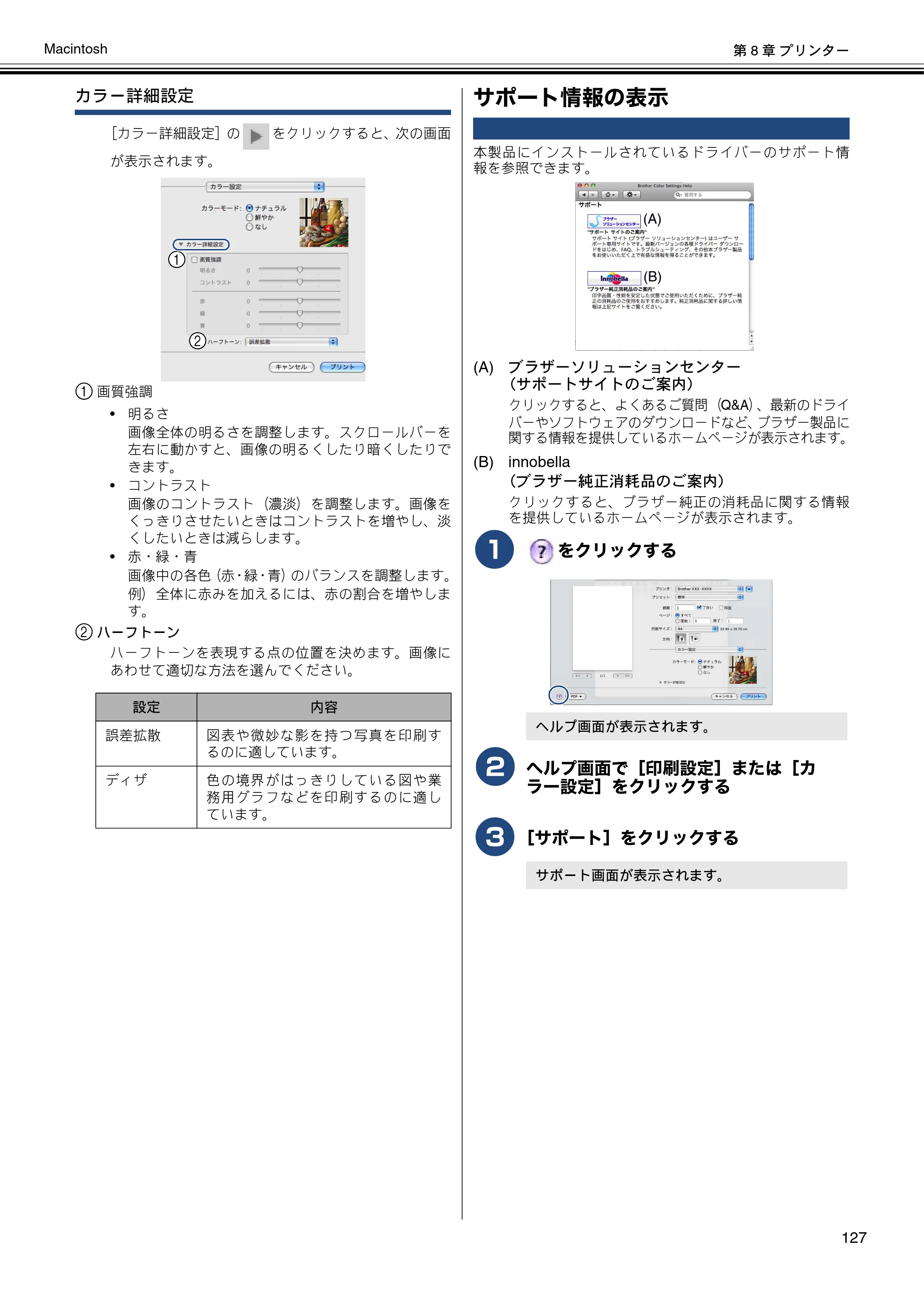 ブラザー DCP-J540N / DCP-J740N / DCP-J940N-B/W/ECO ユーザーズガイド ～パソコン活用編～ — サポート情報の表示 — 原本ページ — 128ページ