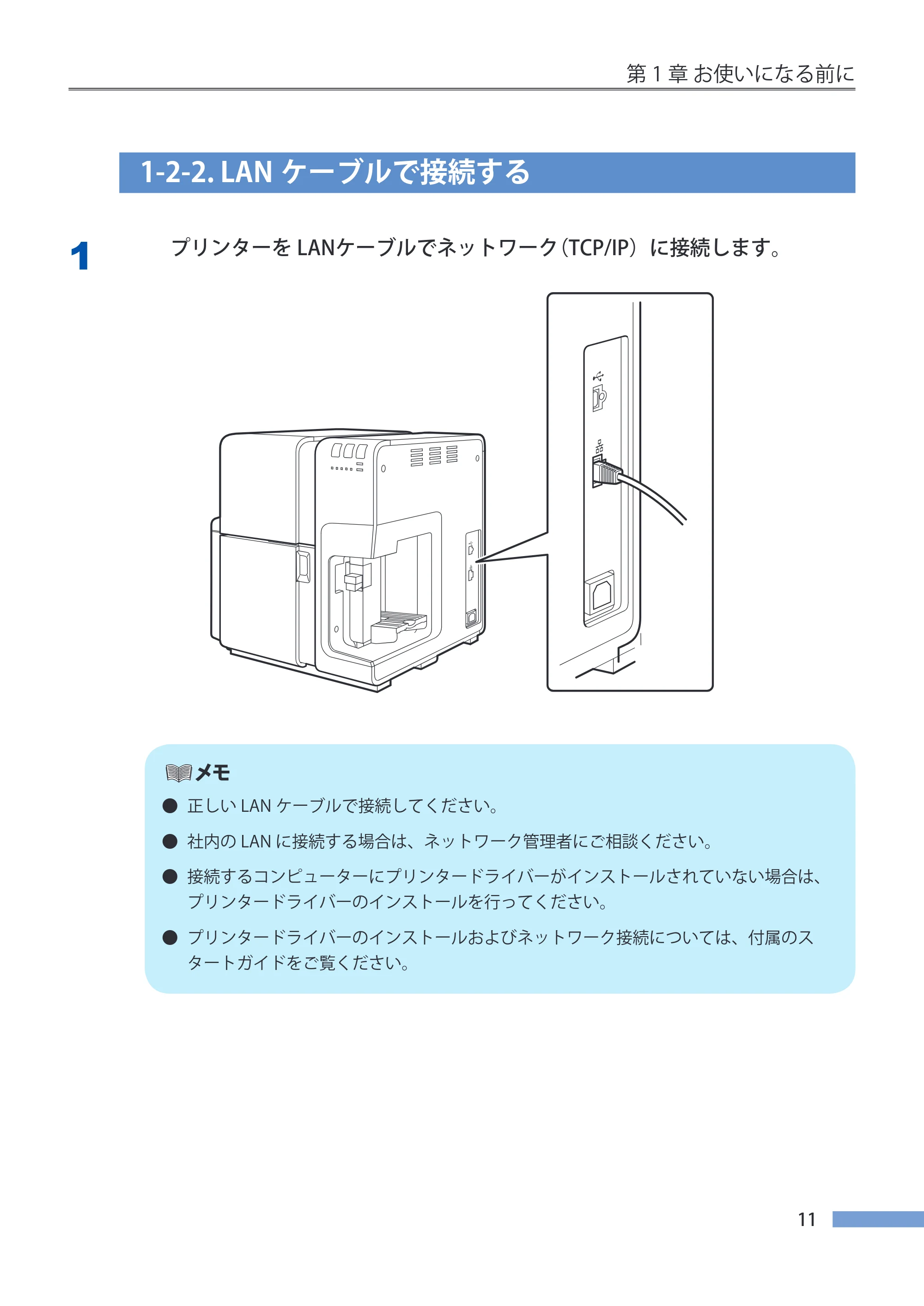 キヤノン CX-G4400 CX-G4400 （BJI-P412M用）ユーザーズガイド※ （PDF形式／16.75Mバイト） — 1-2-2. LANケーブルで接続する — 原本ページ — 19ページ