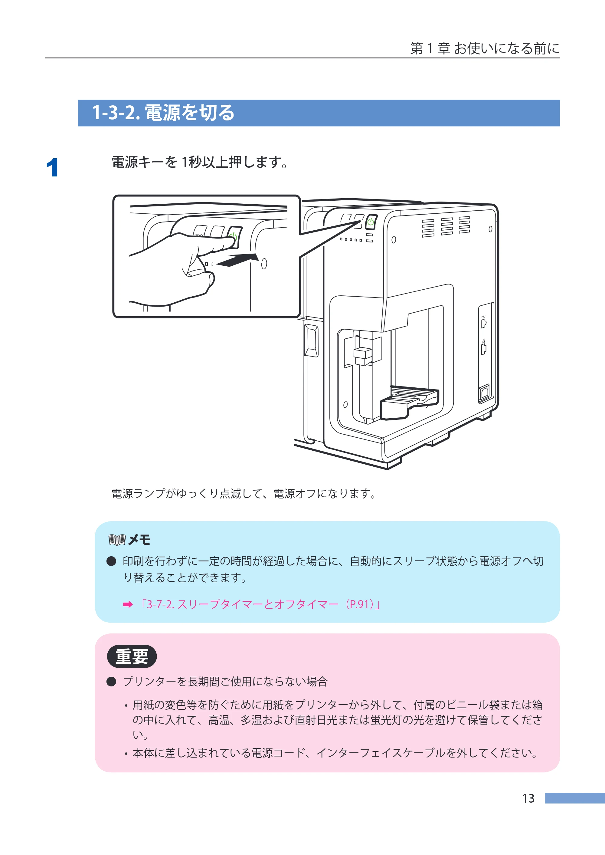 キヤノン CX-G4400 CX-G4400 （BJI-P412M用）ユーザーズガイド※ （PDF形式／16.75Mバイト） — 1-3-2. 電源を切る — 原本ページ — 21ページ