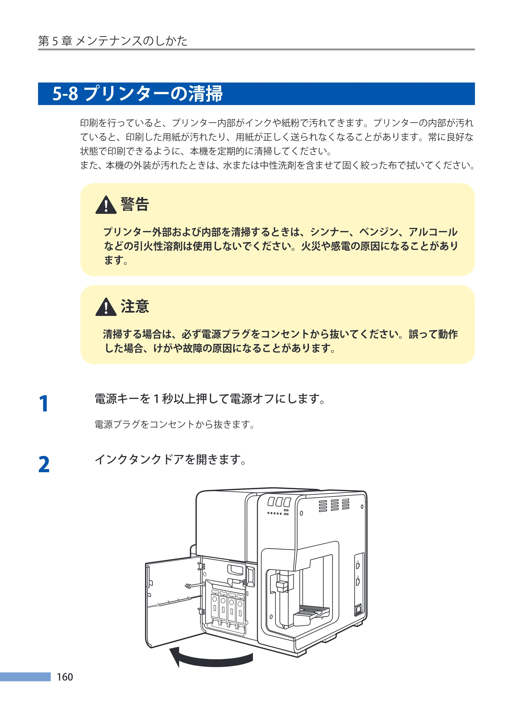 キヤノン CX-G4400 CX-G4400 （BJI-P412M用）ユーザーズガイド※ （PDF形式／16.75Mバイト） — 5-8 プリンターの清掃 — 原本ページ — 168ページ