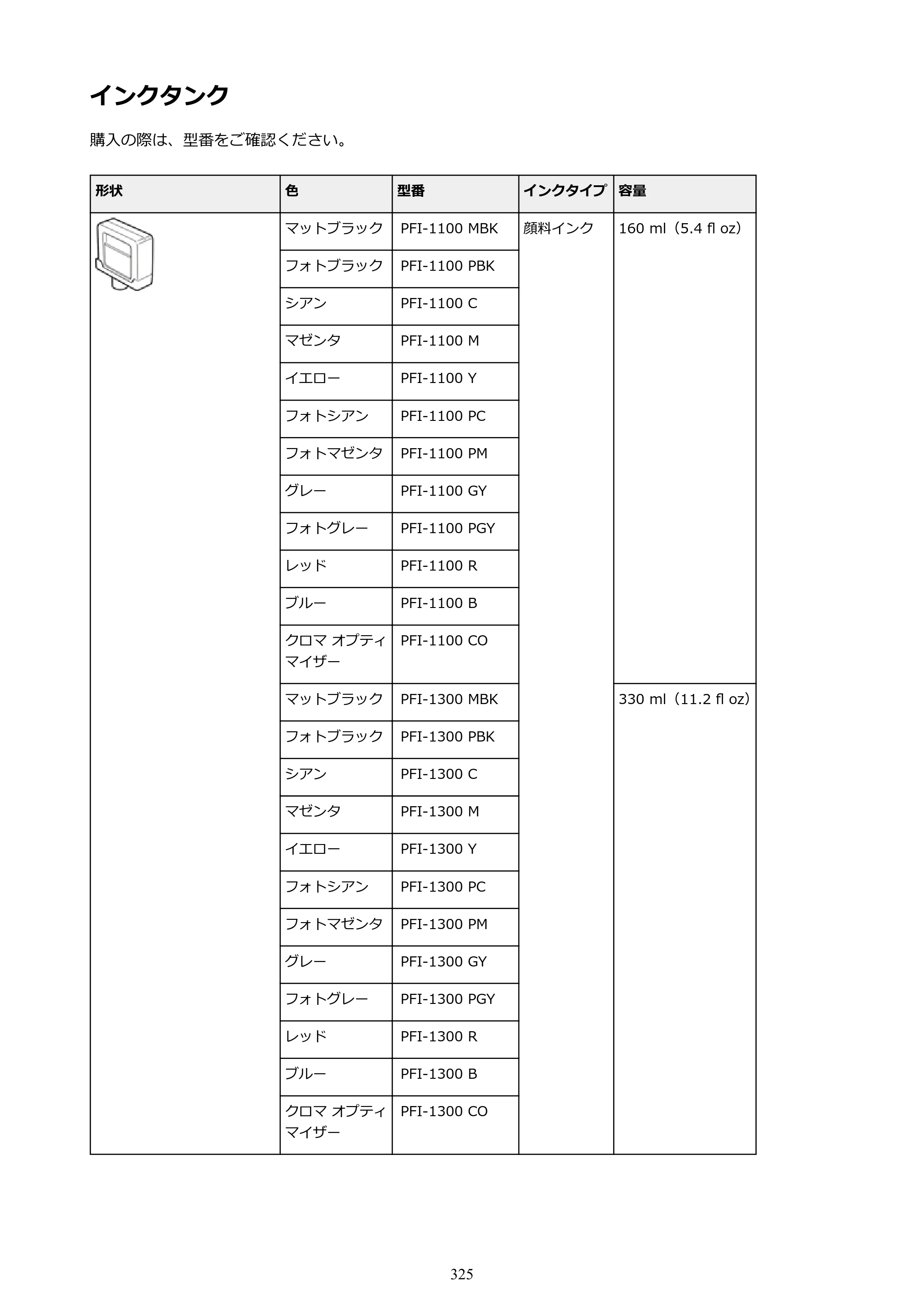 キヤノン PRO-4000 imagePROGRAF PRO-4000 （PDF） 電子マニュアル （Windows版） 2021年7月1日掲載（PDF：15.2MB） — インクタンク — 原本ページ — 325ページ