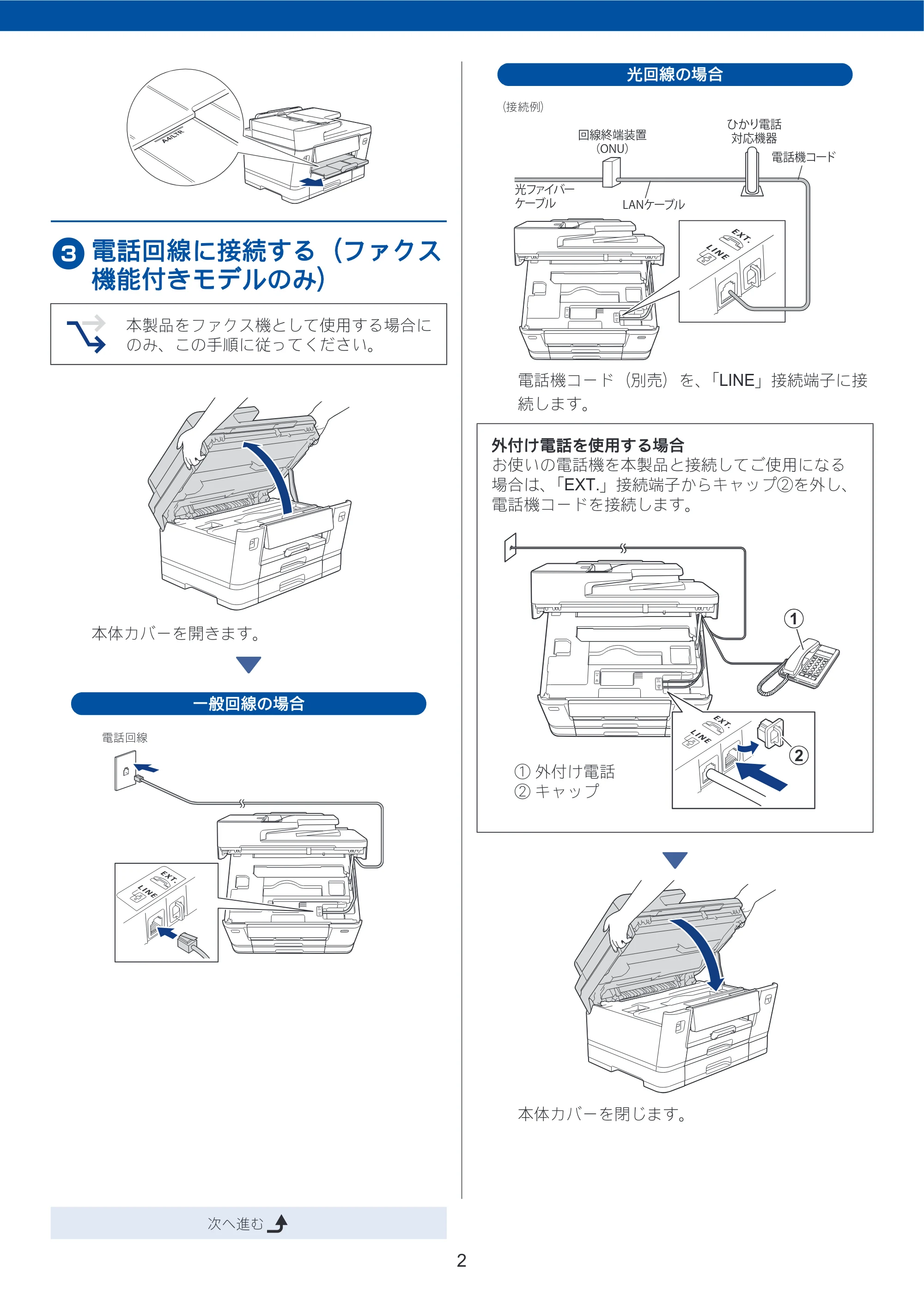 ブラザー DCP-J7205CDW / MFC-J7110CDW / MFC-J7210CDW かんたん設置ガイド — 原本ページ — 2ページ