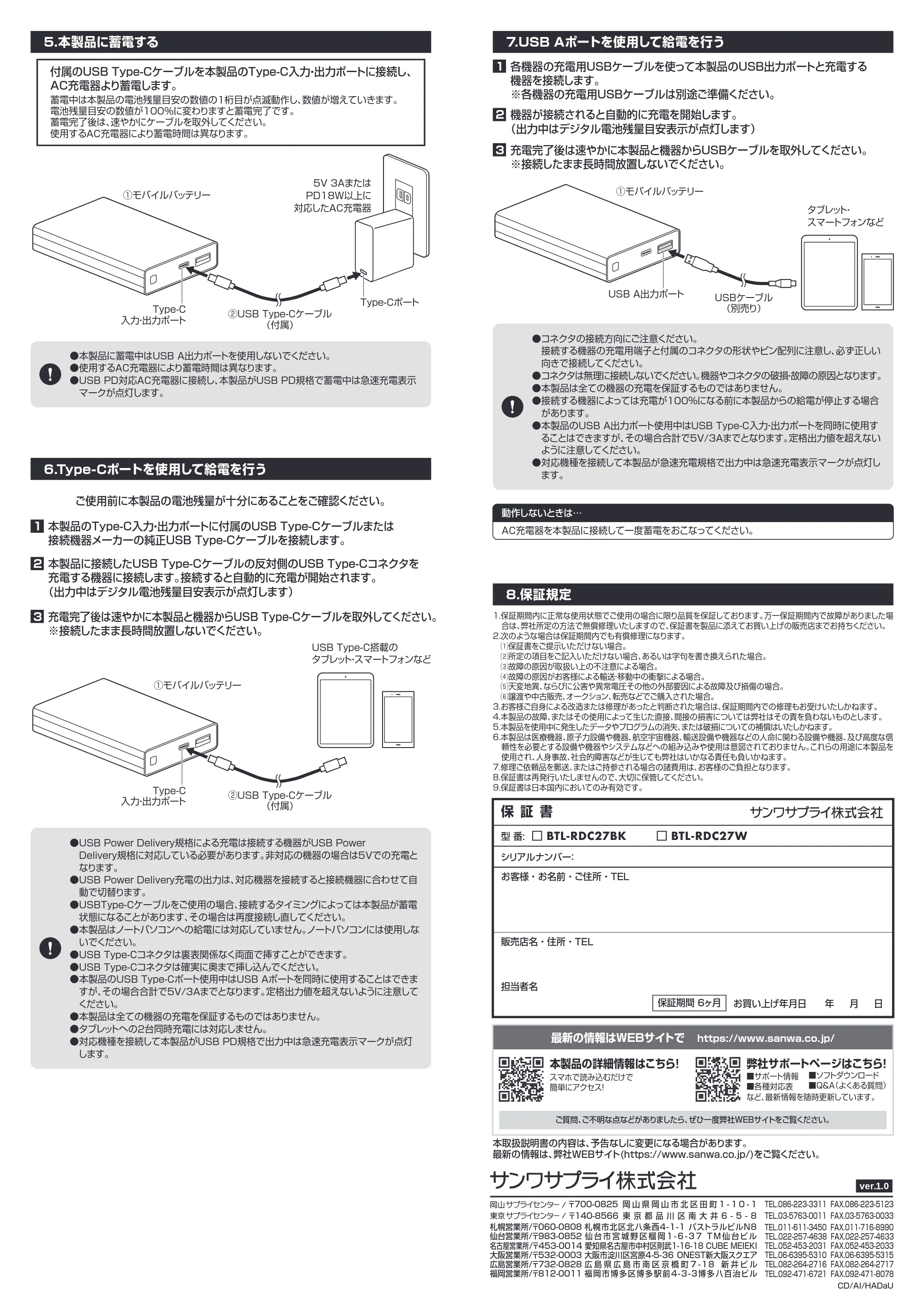 サンワサプライ BTL-RDC27W / BTL-RDC27BK 取扱説明書 — 原本ページ — 2ページ