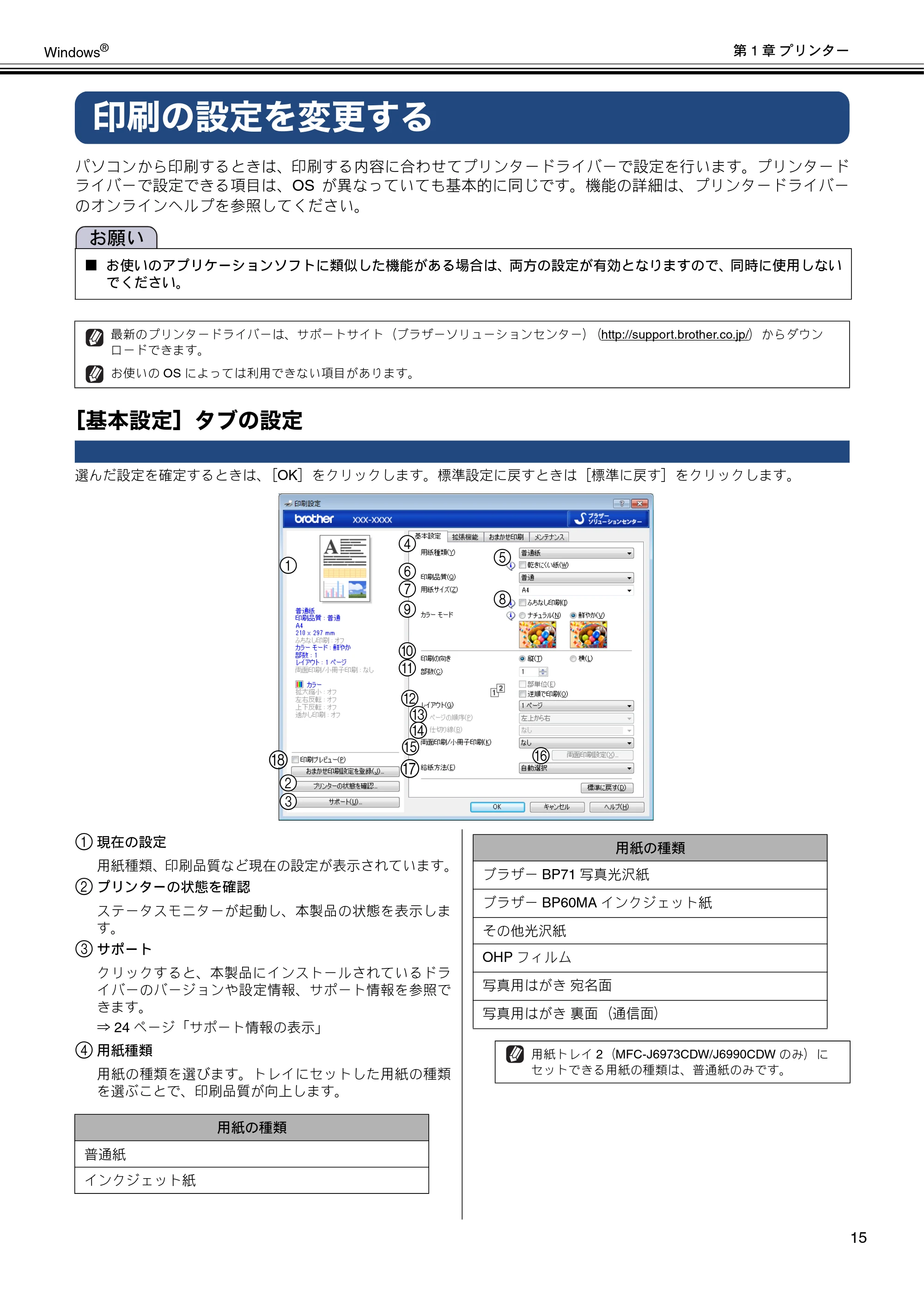 ブラザー MFC-J6573CDW / MFC-J6973CDW / MFC-J6990CDW ユーザーズガイド ~パソコン活用編~ — 印刷の設定を変更する — 原本ページ — 16ページ