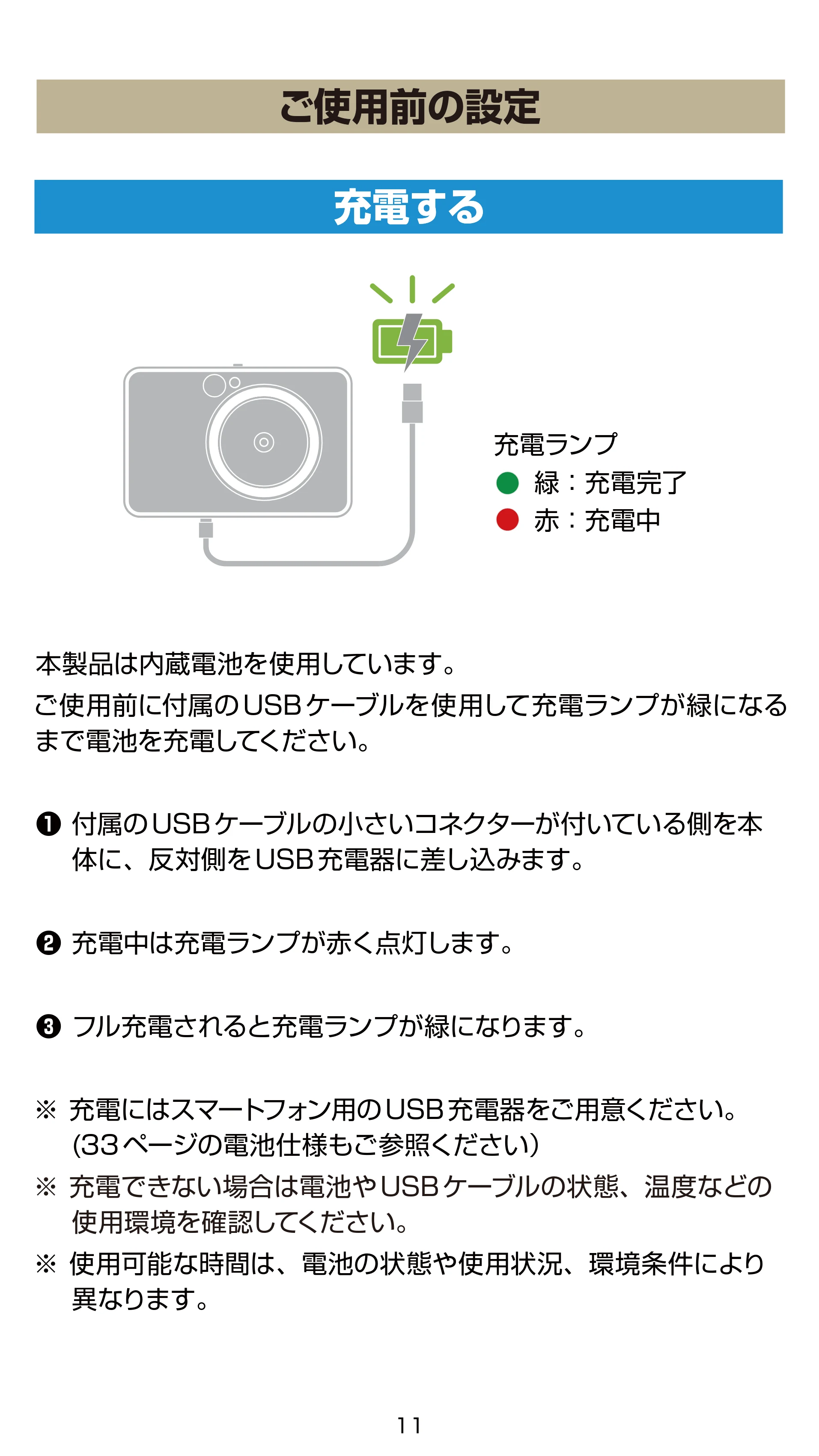 キヤノン iNSPiC ZV-223 ユーザーガイド 2022年9月16日掲載 （PDF形式／2.7Mバイト） — ご使用前の設定 — 原本ページ — 11ページ