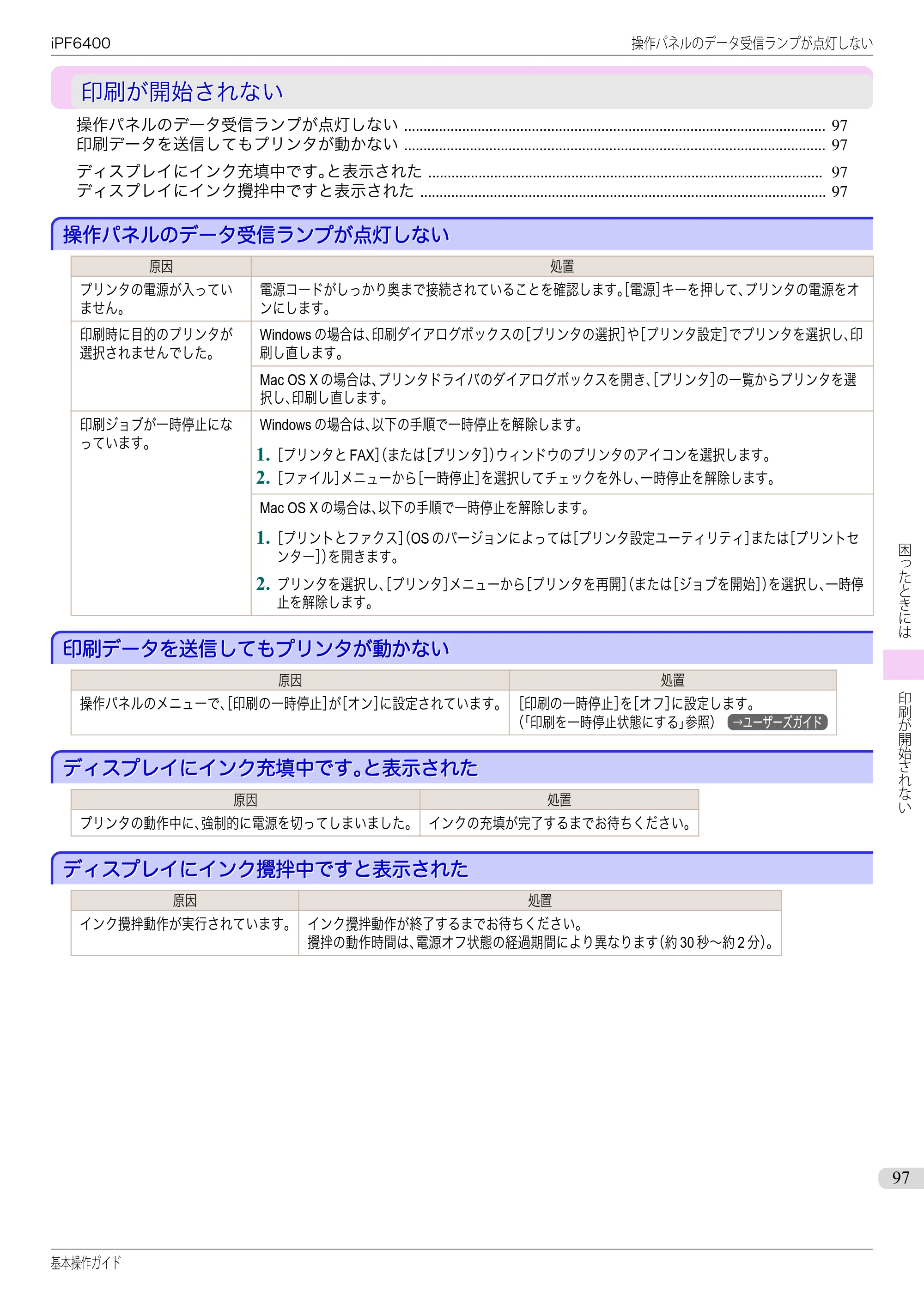 キヤノン iPF6400/6450 基本操作ガイド（iPF6400用）（PDF：14.7MB） — 印刷が開始されない — 原本ページ — 97ページ