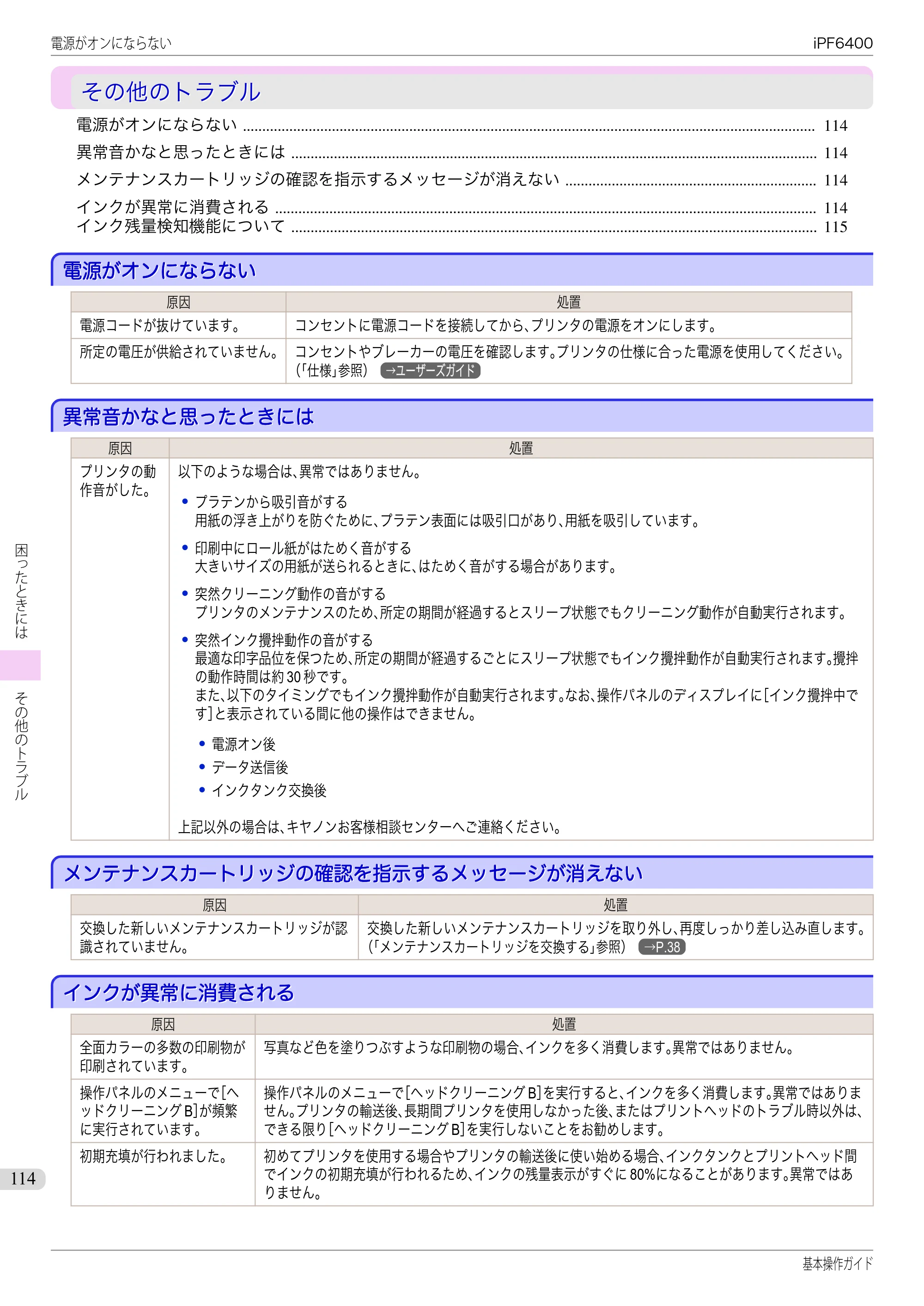 キヤノン iPF6400/6450 基本操作ガイド（iPF6400用）（PDF：14.7MB） — その他のトラブル — 原本ページ — 114ページ