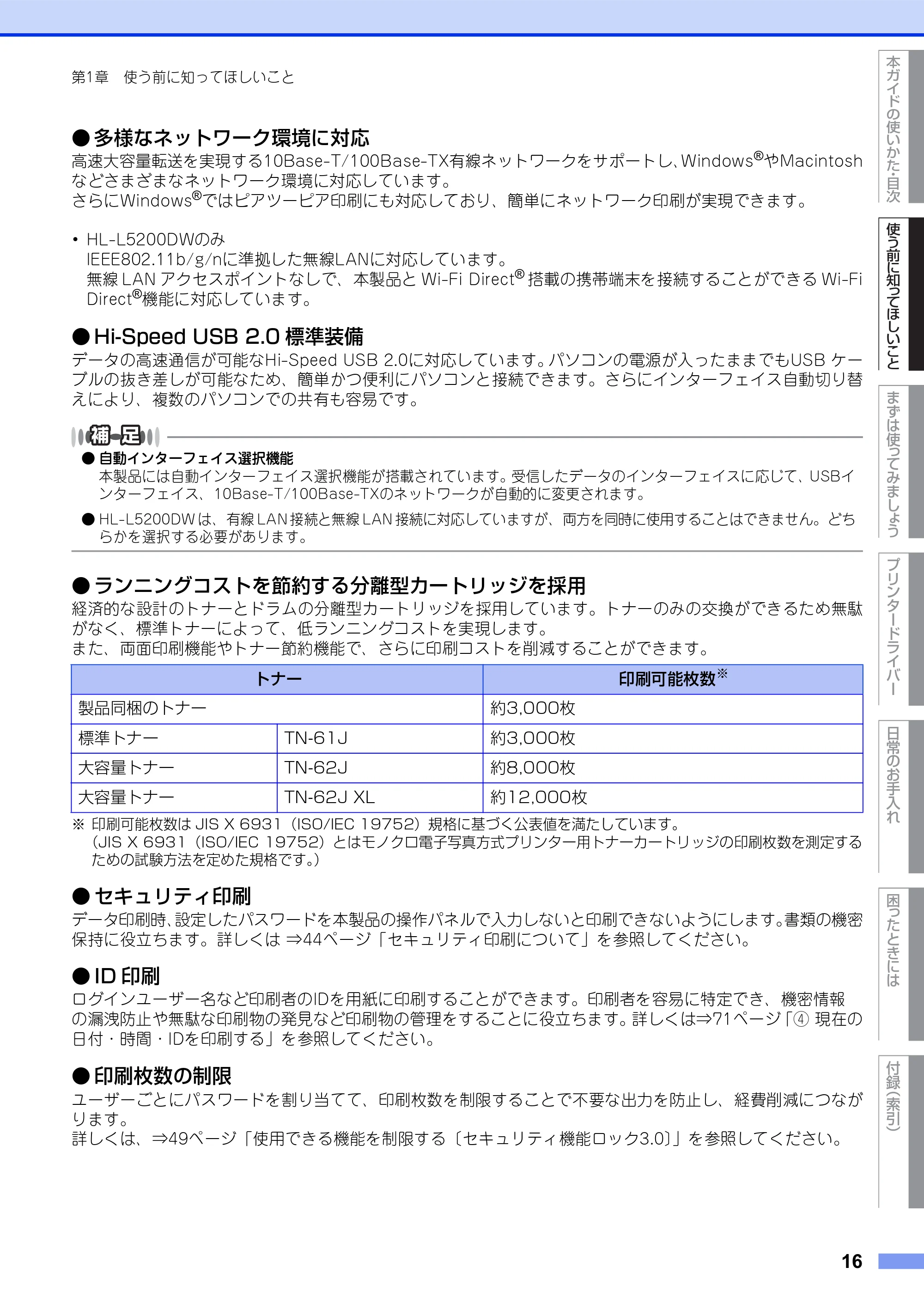 ブラザー HL-L5100DN / HL-L5200DW ユーザーズガイド — 原本ページ — 16ページ