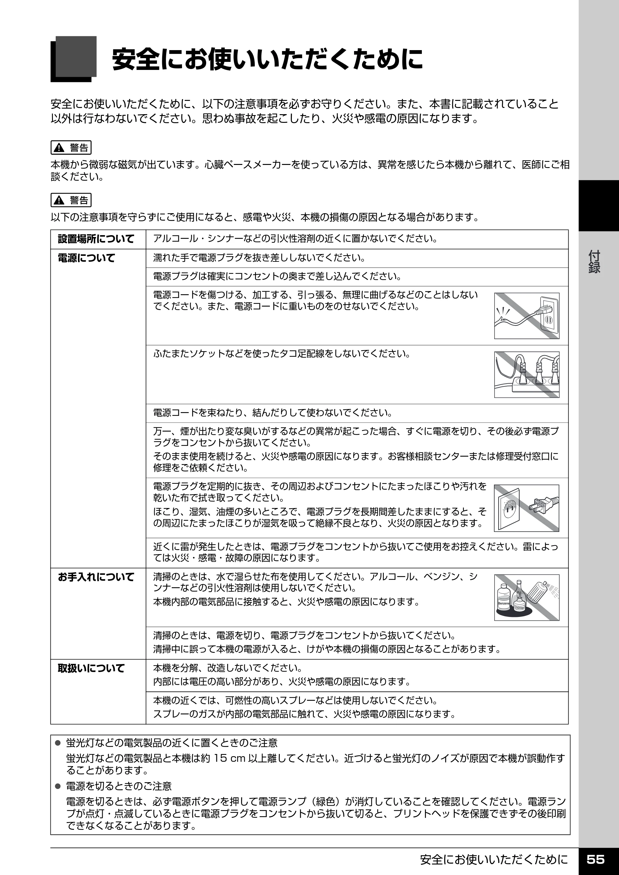 キヤノン PIXUS MP600 操作ガイド(お手入れ編) (PDF形式/3.88Mバイト) — 安全にお使いいただくために — 原本ページ — 56ページ