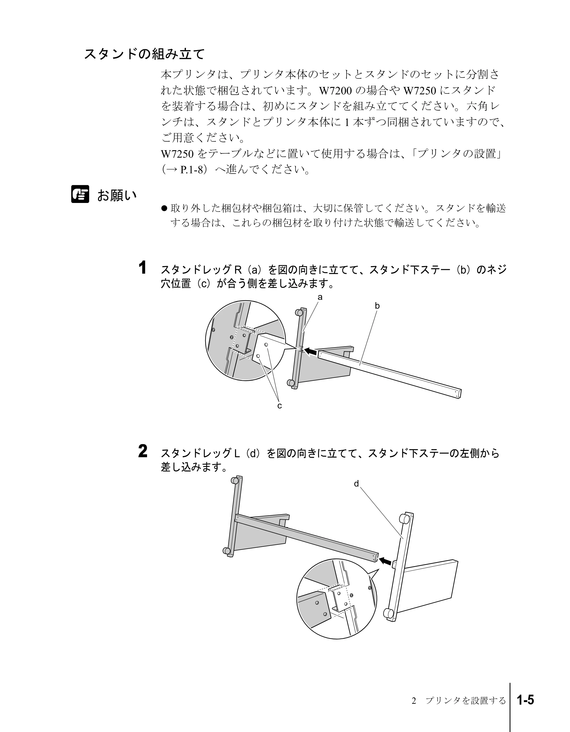 キヤノン W7200/W7250 セットアップガイド (PDF形式/3.52Mバイト) — スタンドの組み立て — 原本ページ — 17ページ