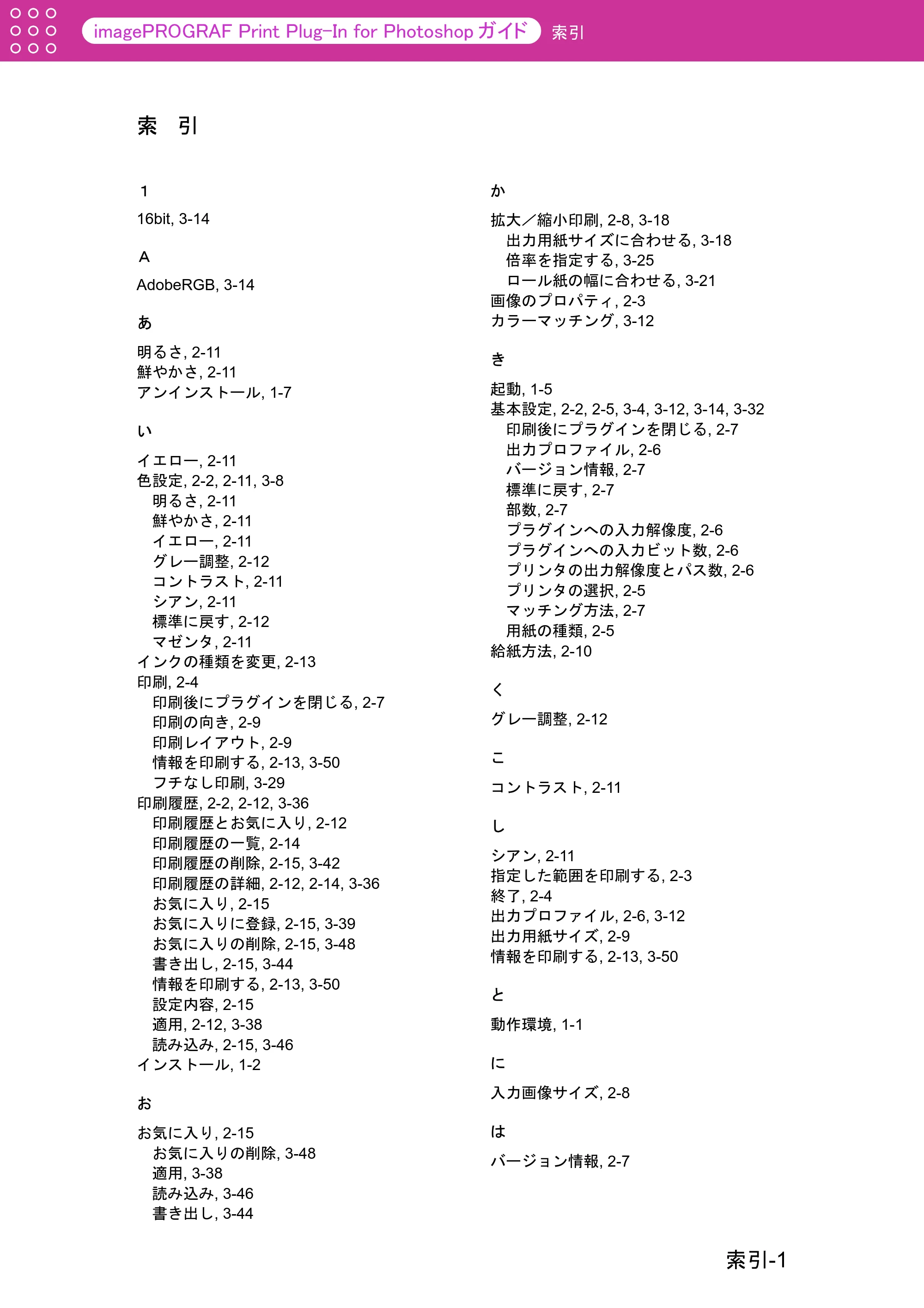 キヤノン W2200S Print Plug-ln for PhotoShop(Mac用) (PDF形式/8.09Mバイト) — 索引 — 原本ページ — 81ページ