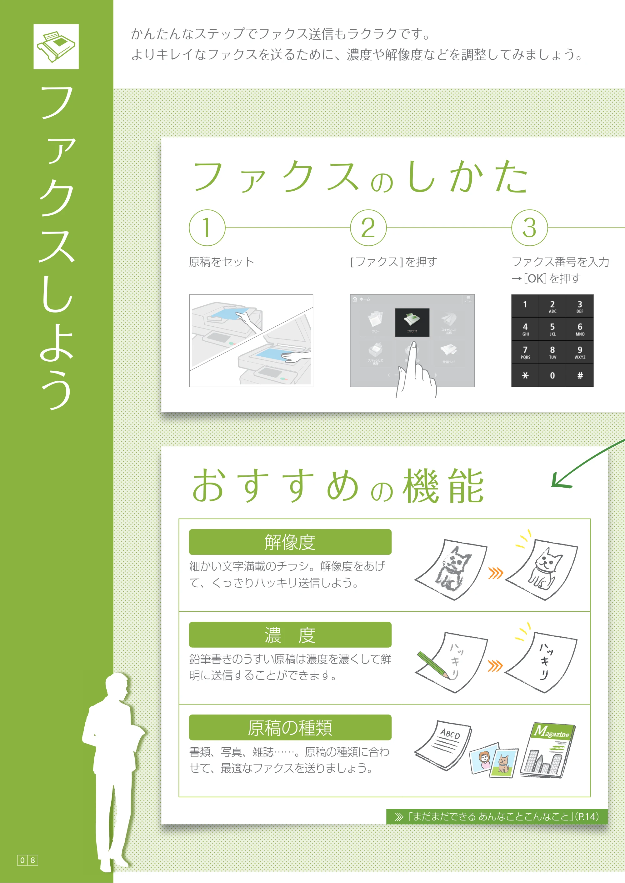 キヤノン A3機用) かんたん操作ガイド（A3機用） 2021年7月8日更新（PDF：15.9MB） — ファクスしよう — 原本ページ — 8ページ