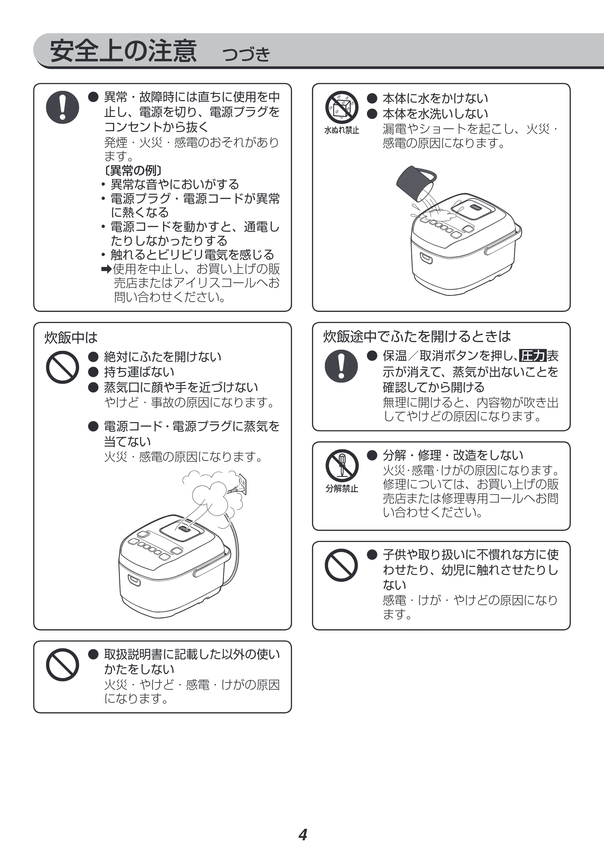 アイリスオーヤマ KRC-PA50 取扱説明書 — 原本ページ — 4ページ