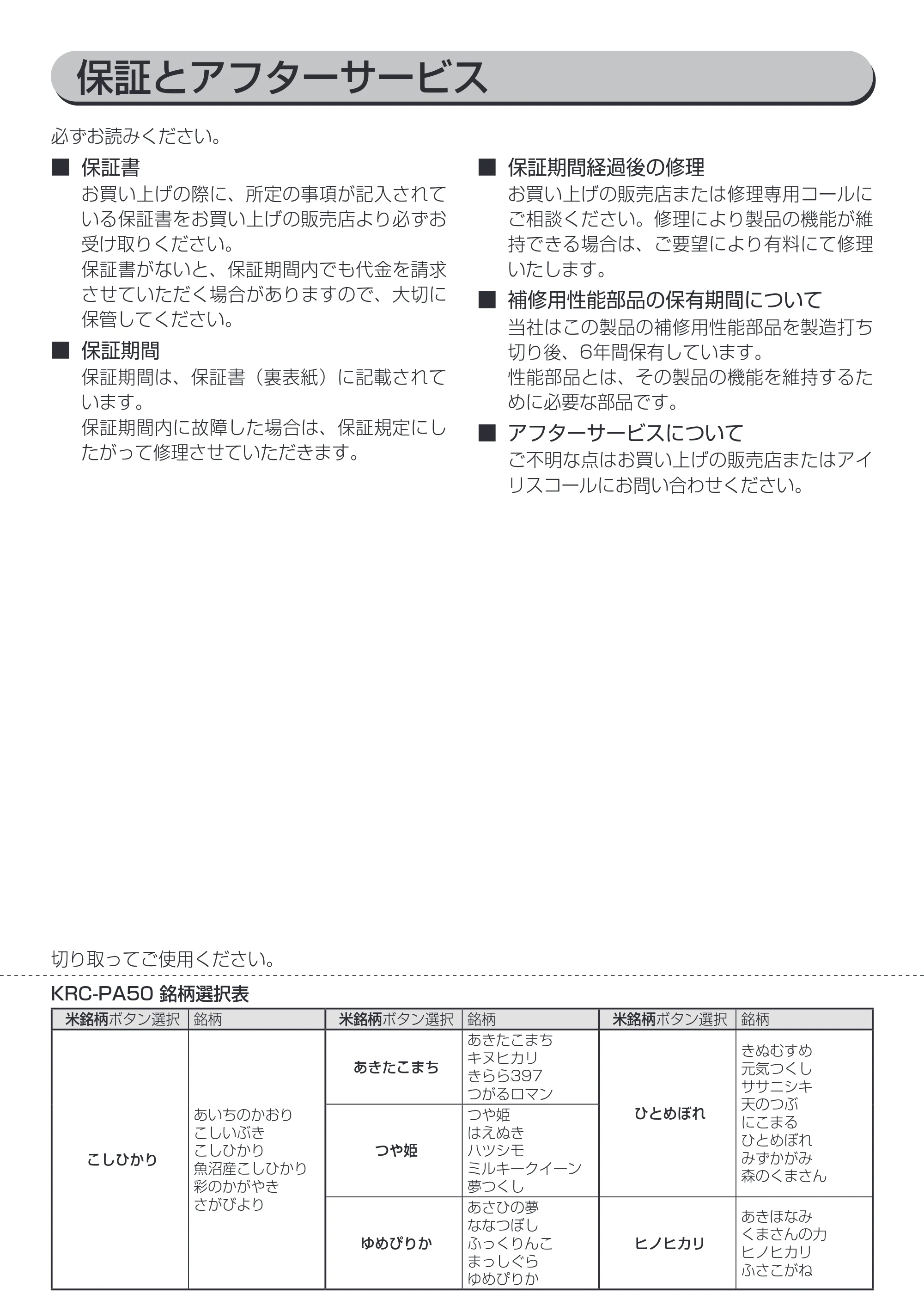 アイリスオーヤマ KRC-PA50 取扱説明書 — 原本ページ — 31ページ