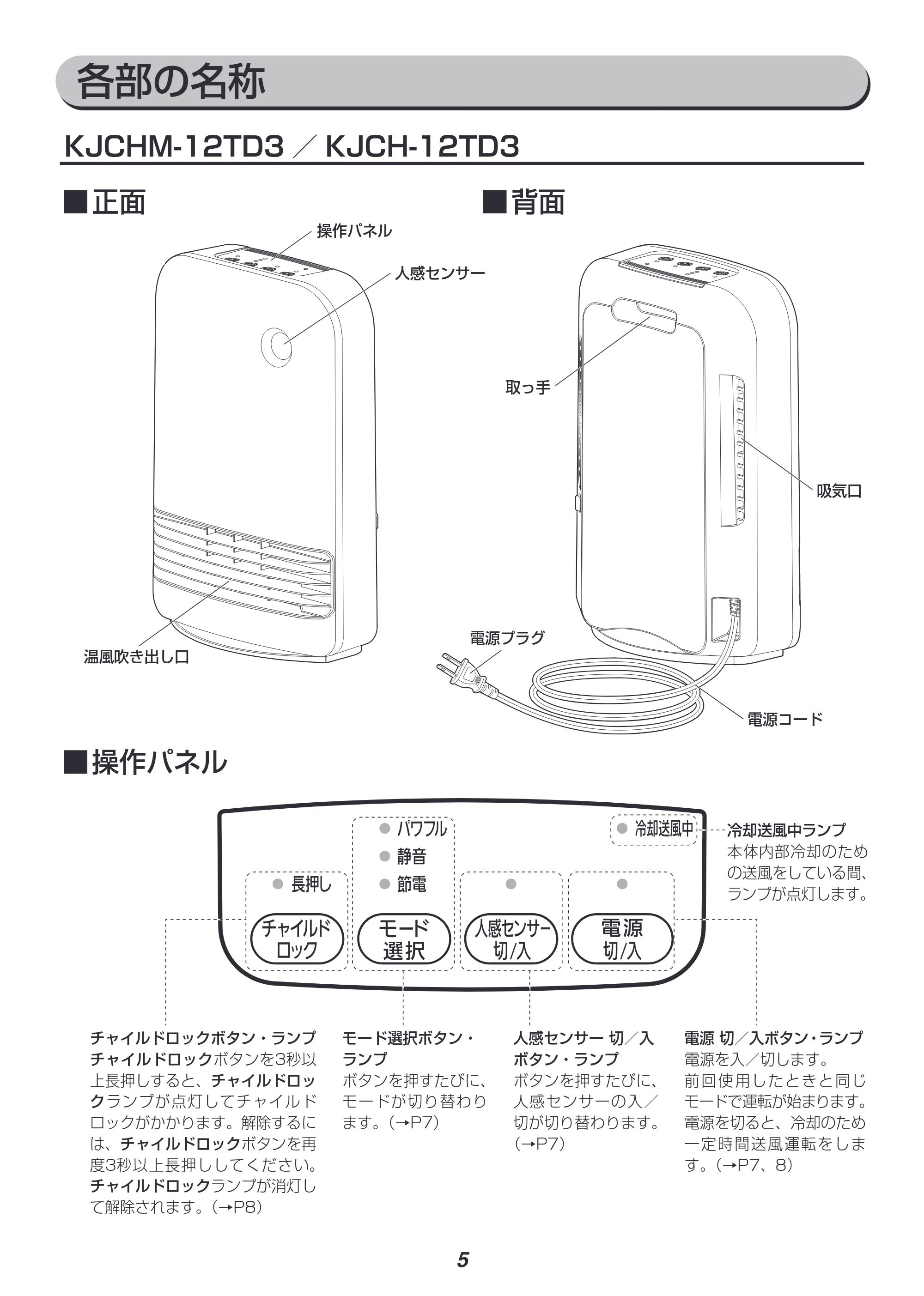 アイリスオーヤマ KJCH-12DD3 取扱説明書 — 原本ページ — 5ページ