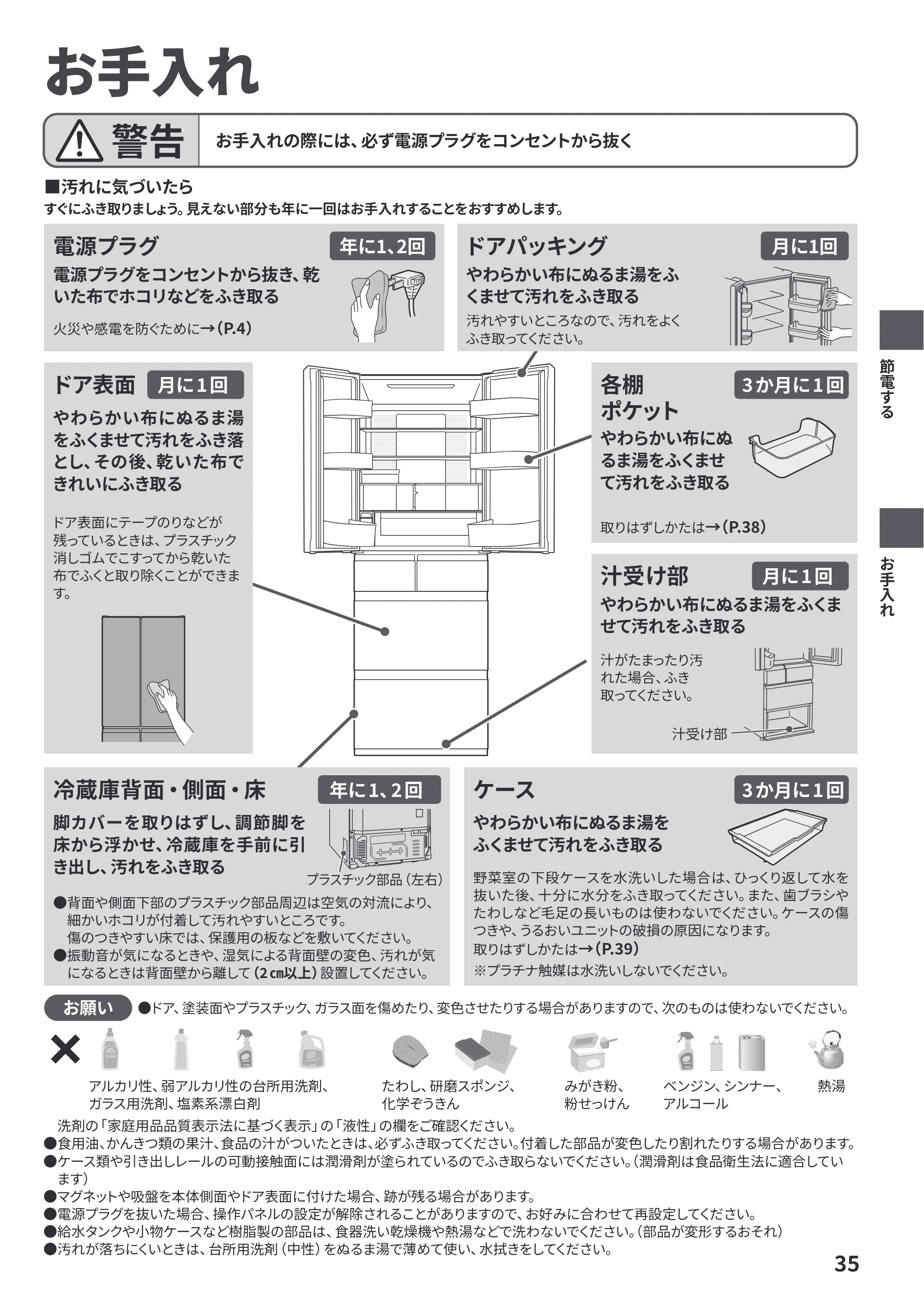 日立 R-HWC62Y / R-HWC54Y / R-HWC49Y 取扱説明書 — 原本ページ — 35ページ