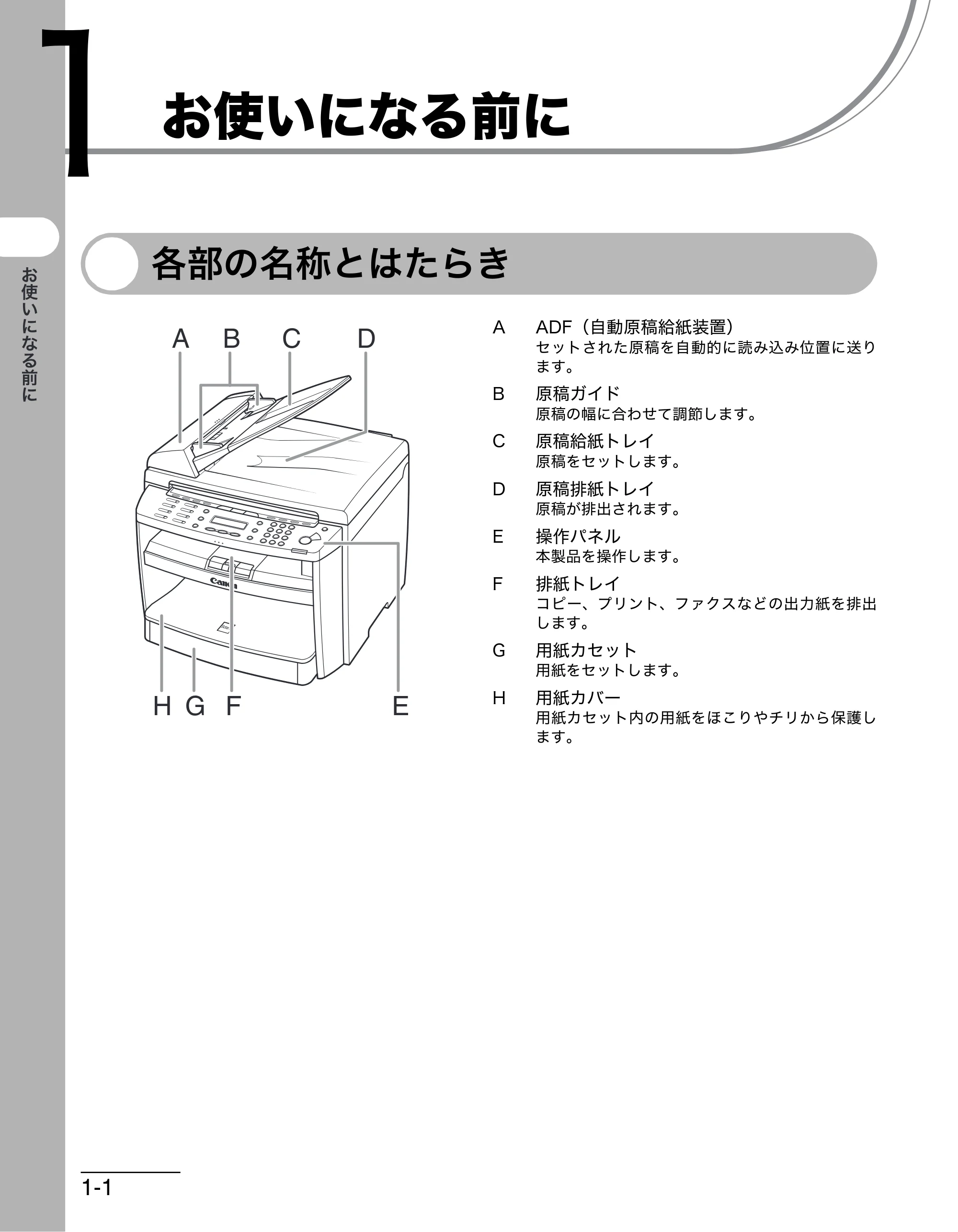 キヤノン MF4270 操作ガイド(基本編) (PDF形式/10.37Mバイト) — お使いになる前に — 原本ページ — 21ページ