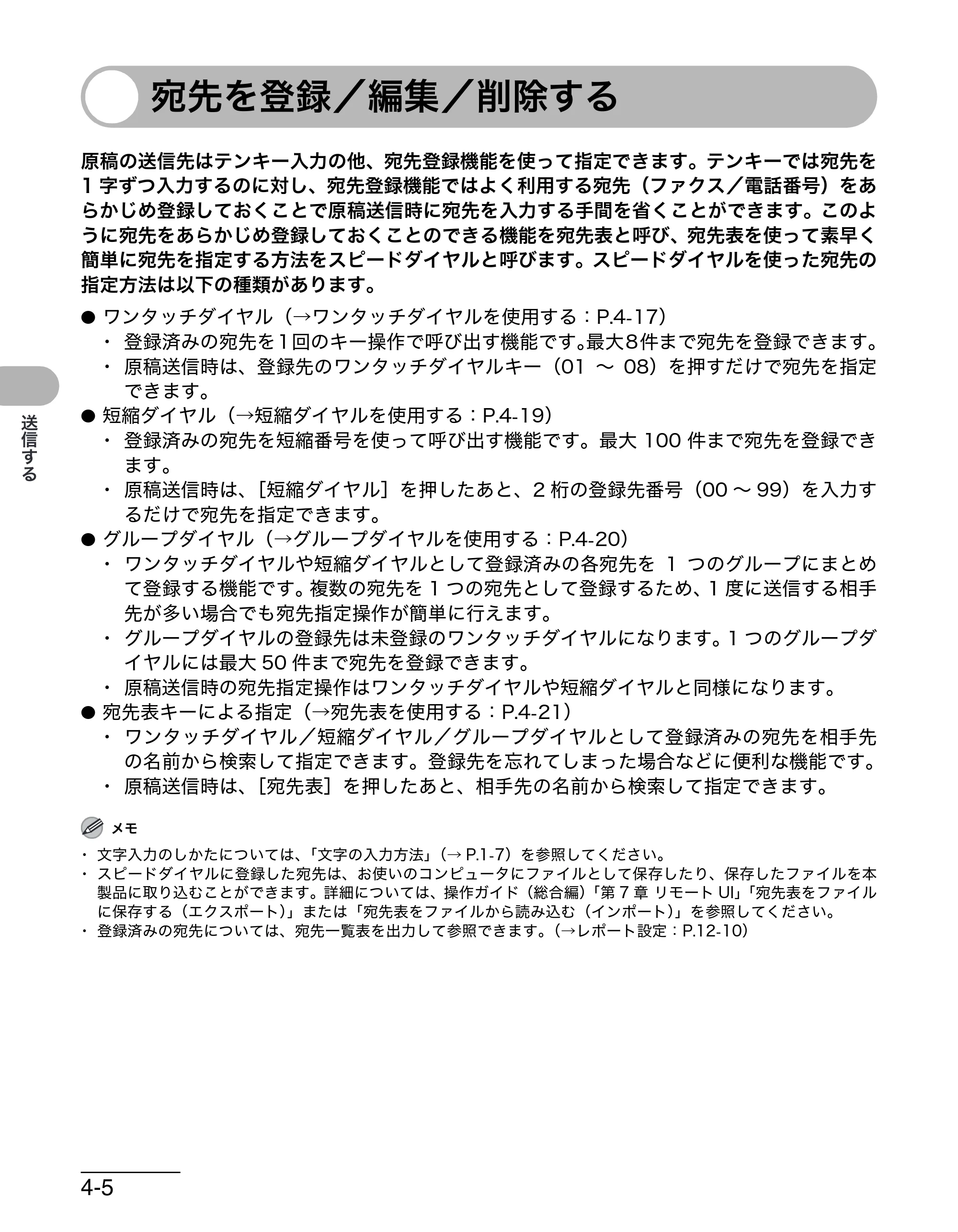 キヤノン MF4270 操作ガイド（基本編） （PDF形式／10.37Mバイト） — 宛先を登録／編集／削除する — 原本ページ — 73ページ