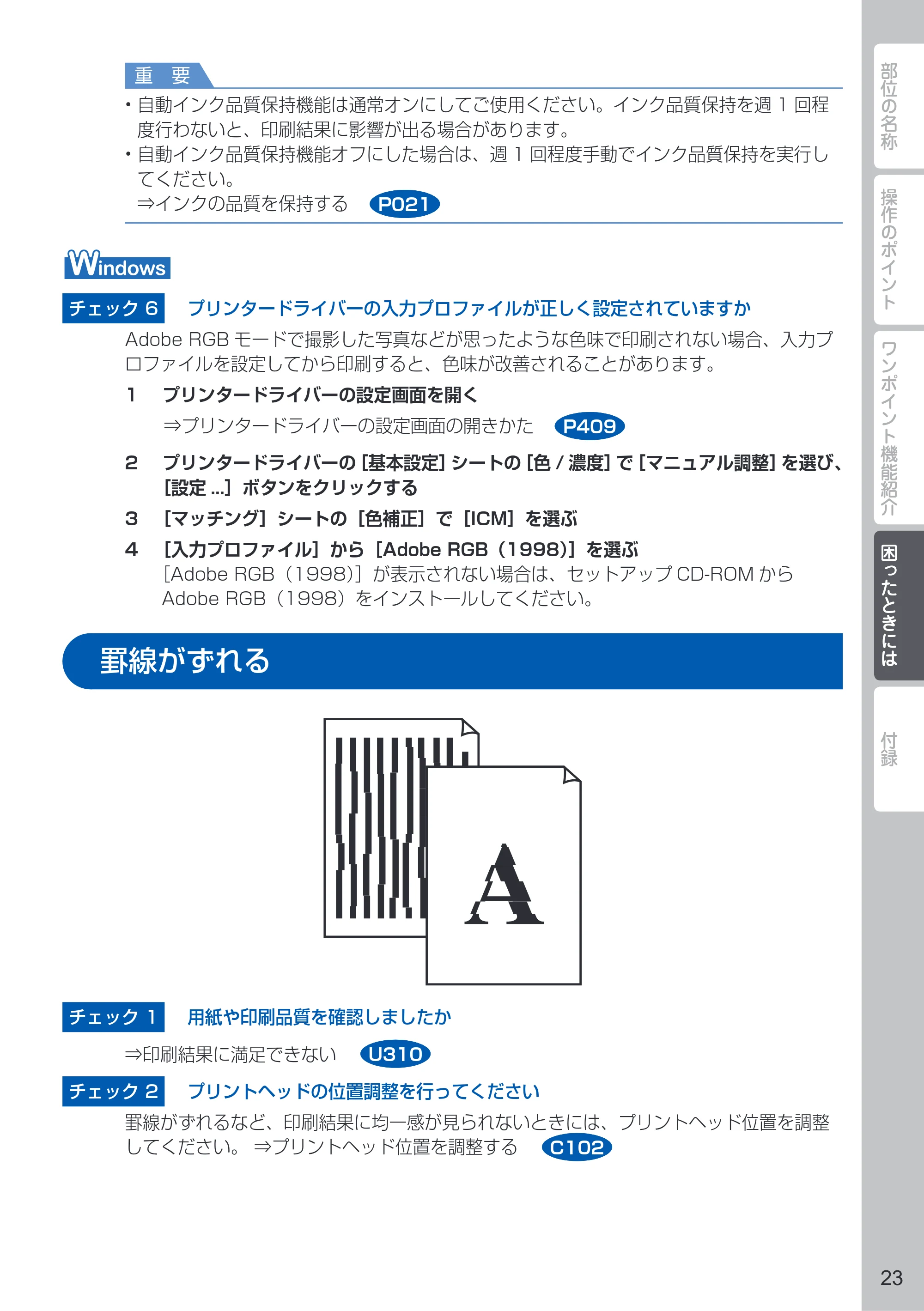 キヤノン PIXUS PRO-10 PIXUS早わかり（PDF：10.2MB） — 罫線がずれる — 原本ページ — 25ページ