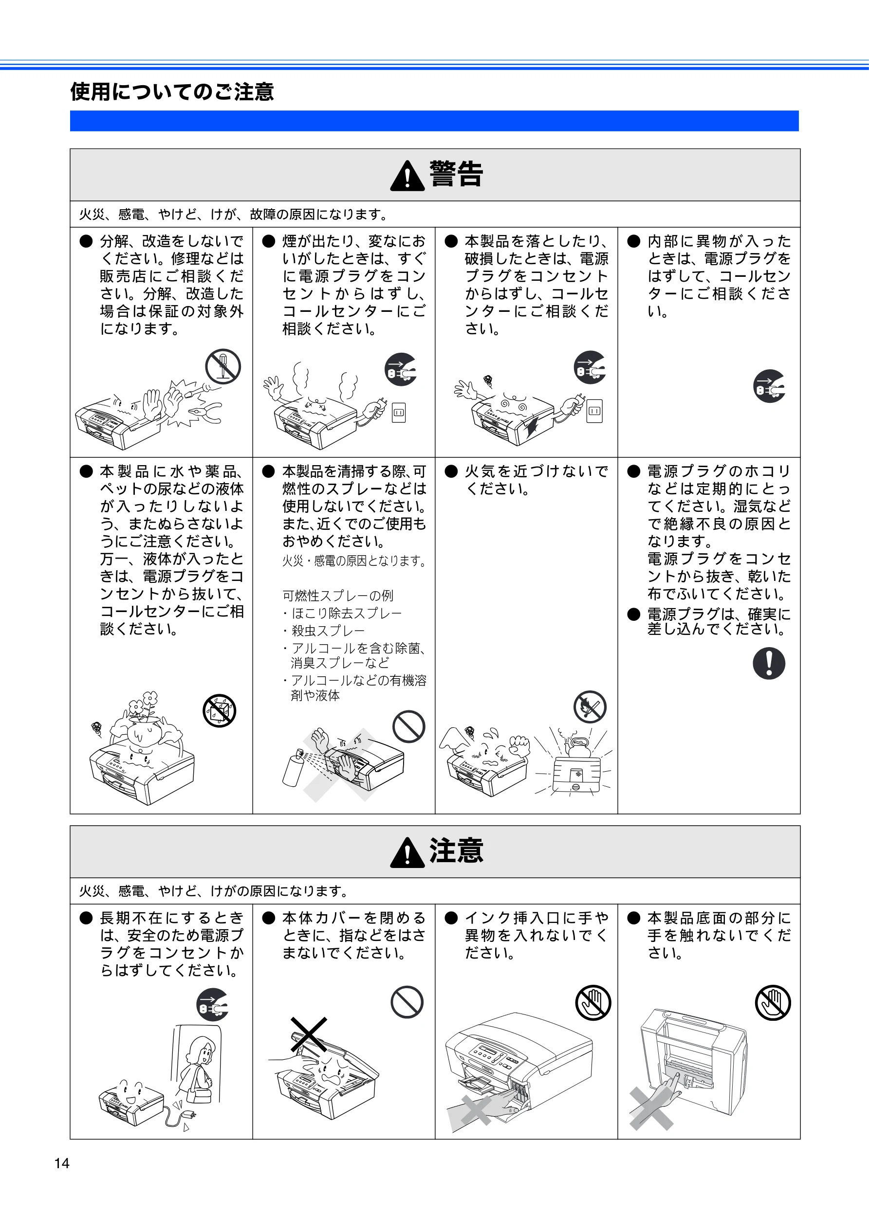 ブラザー DCP-165C 取扱説明書(本体) — 使用についてのご注意 — 図版 16-1 — 16ページ