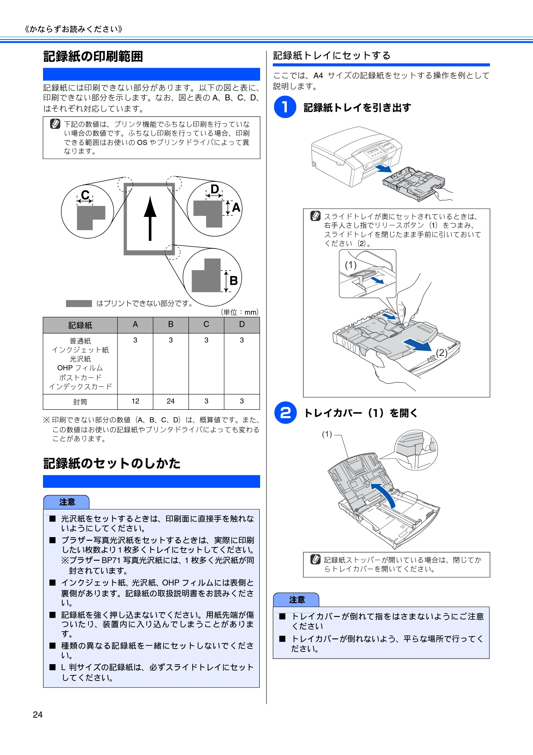 ブラザー DCP-165C 取扱説明書(本体) — 記録紙の印刷範囲 — 図版 26-1 — 26ページ