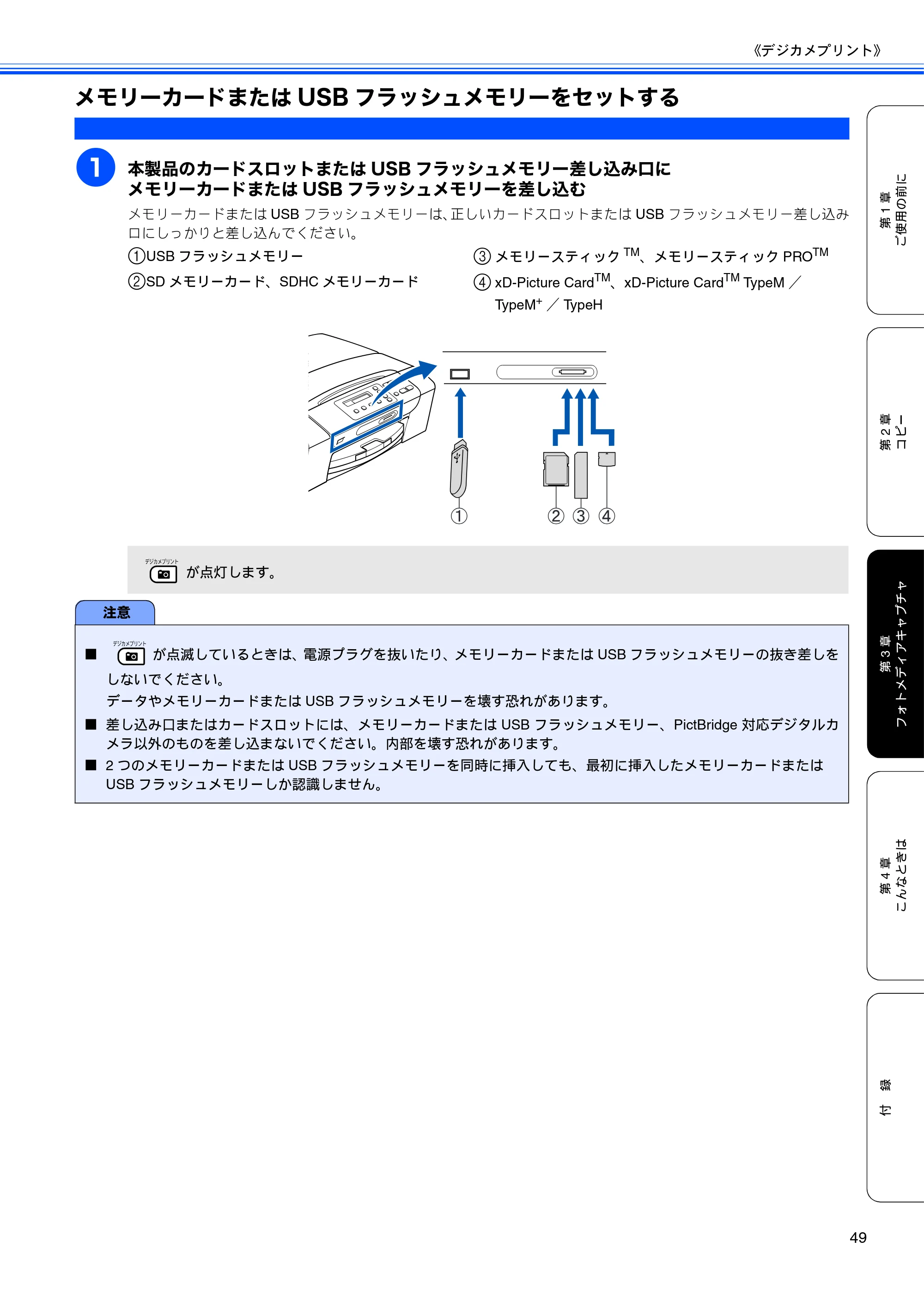 ブラザー DCP-165C 取扱説明書(本体) — メモリーカードまたはUSBフラッシュメモリーをセットする — 原本ページ — 51ページ