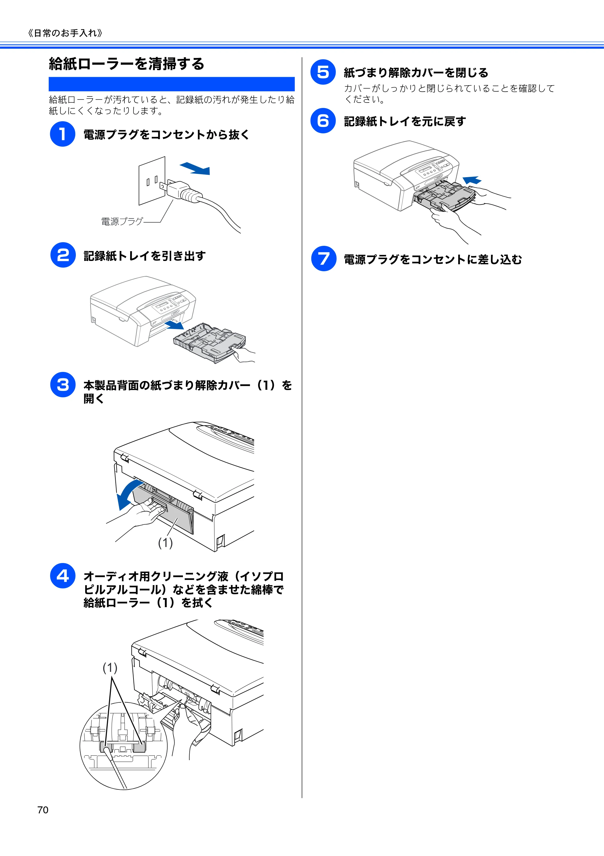 ブラザー DCP-165C 取扱説明書(本体) — 給紙ローラーを清掃する — 原本ページ — 72ページ