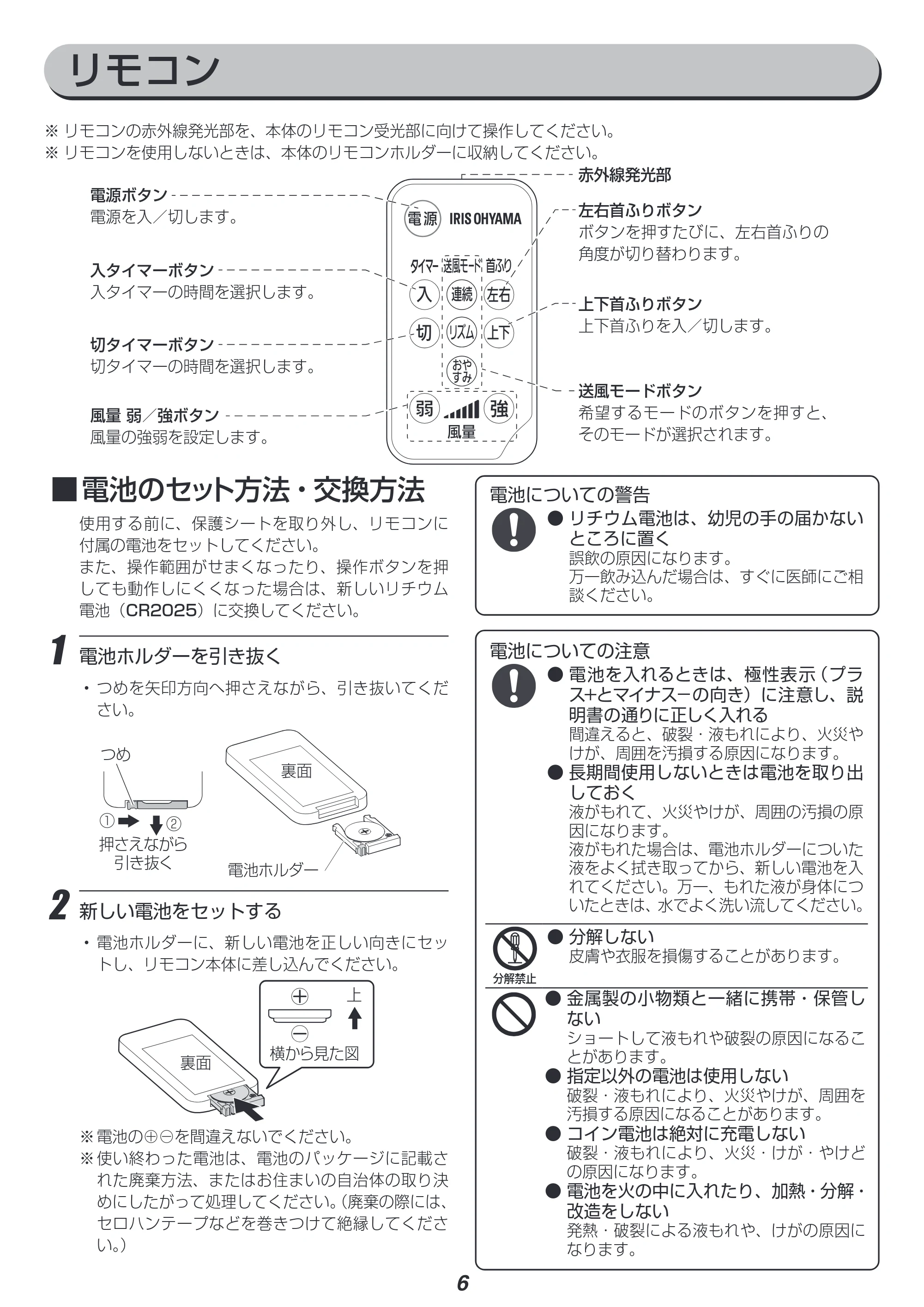 アイリスオーヤマ STF-DC182T 取扱説明書 — 原本ページ — 6ページ