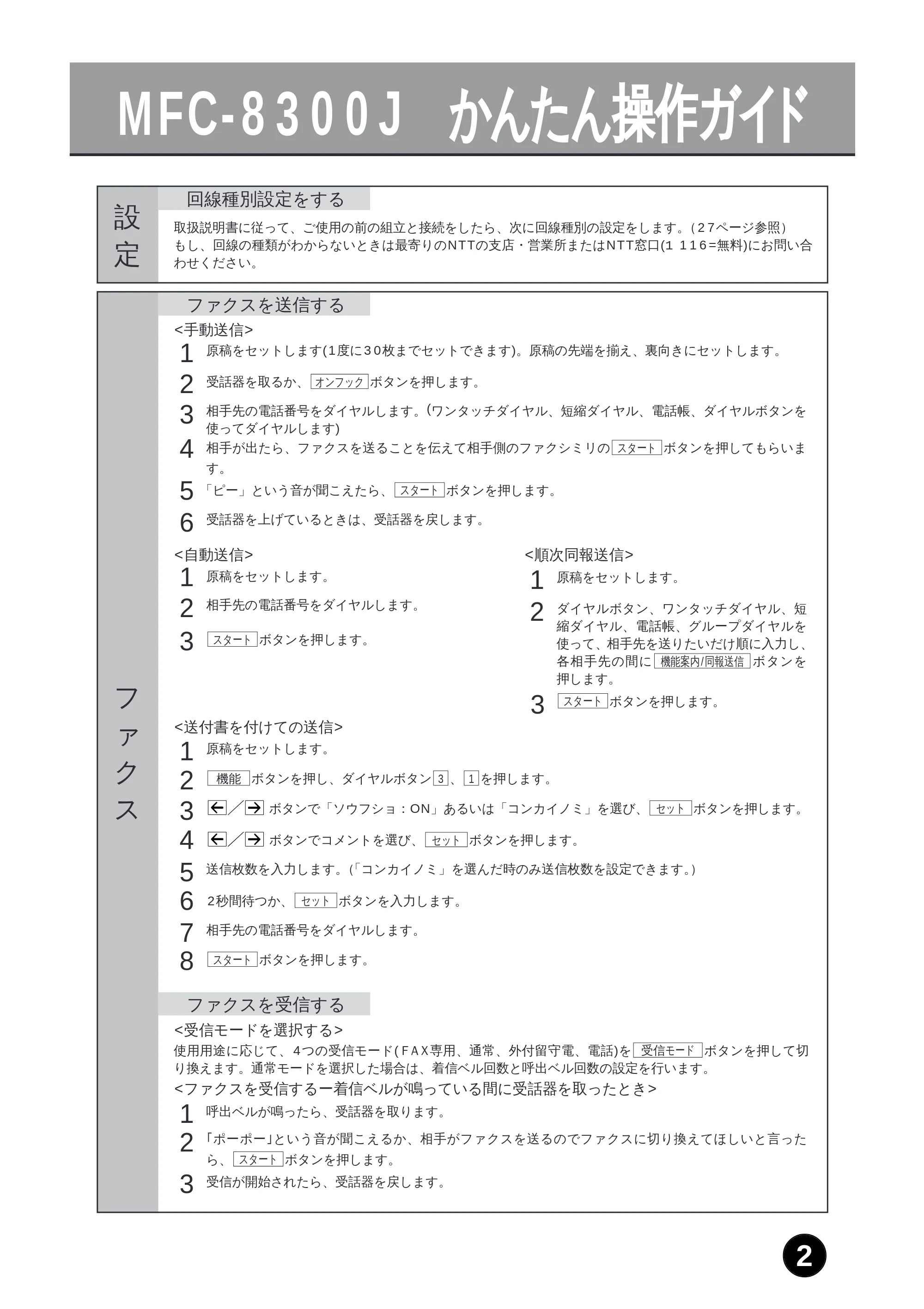 ブラザー MFC-8300J 取扱説明書（本体） — ファクシミリを接続する — 原本ページ — 8ページ