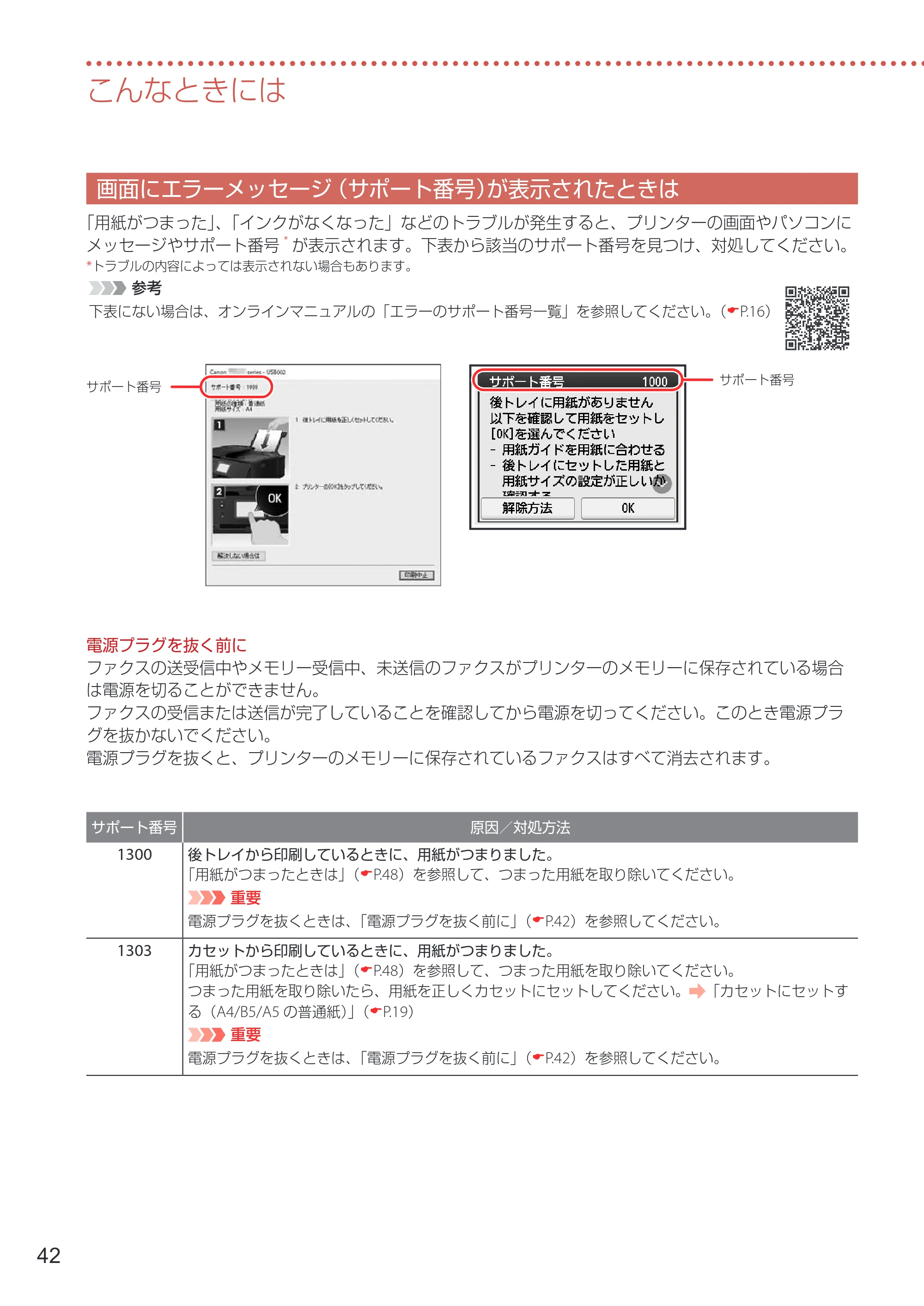 キヤノン TR8630/TR8630a 設置・基本操作マニュアル 2022年3月3日掲載(PDF:6.43MB) — 画面にエラーメッセージ(サポート番号)が表示されたときは — 原本ページ — 44ページ