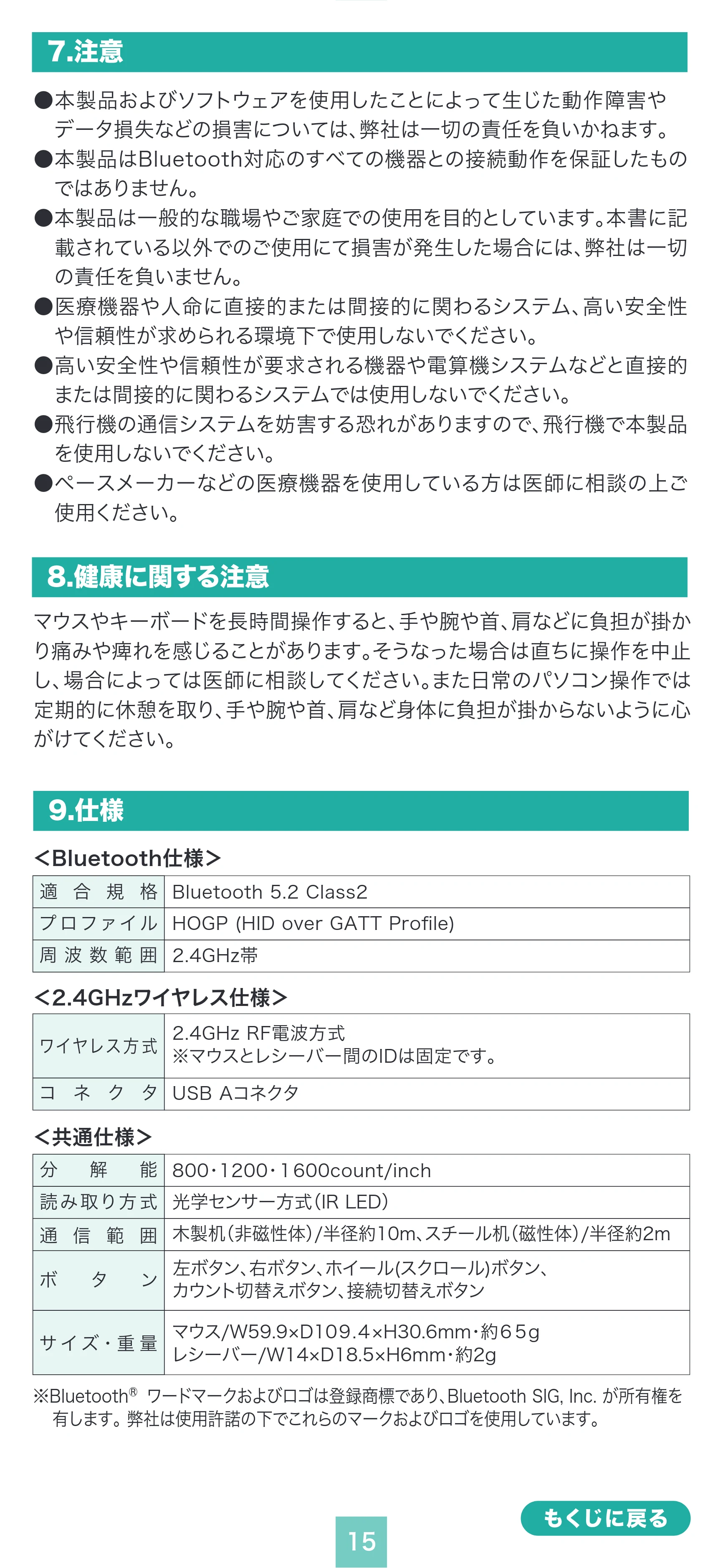 サンワサプライ MA-SWBIRS332BK / MA-SWBIRS332BL / MA-SWBIRS332P 取扱説明書 — 原本ページ — 15ページ