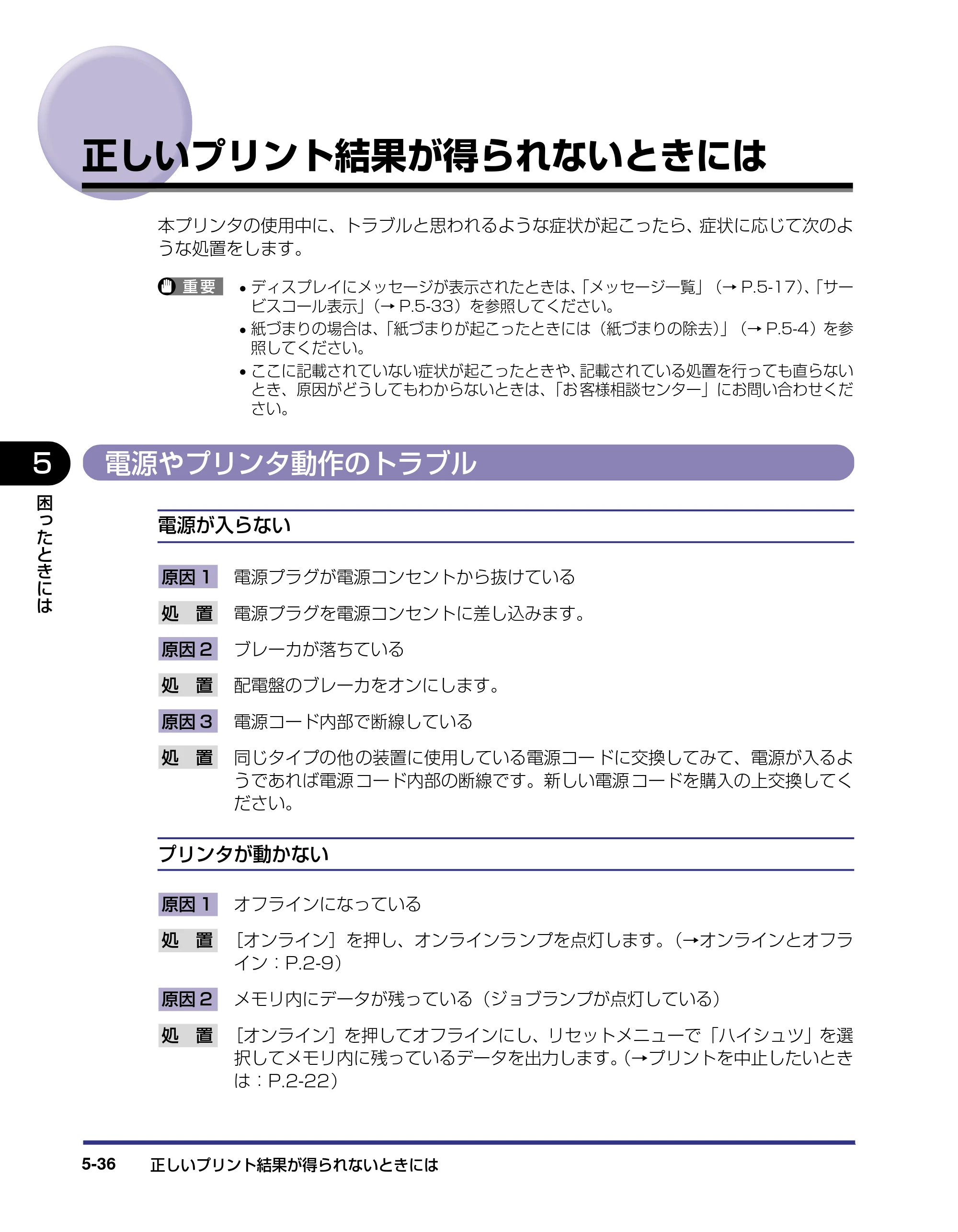 キヤノン LBP5500 ユーザーズガイド 2006年5月25日更新 （PDF形式／7.84Mバイト） — 正しいプリント結果が得られないときには — 原本ページ — 218ページ