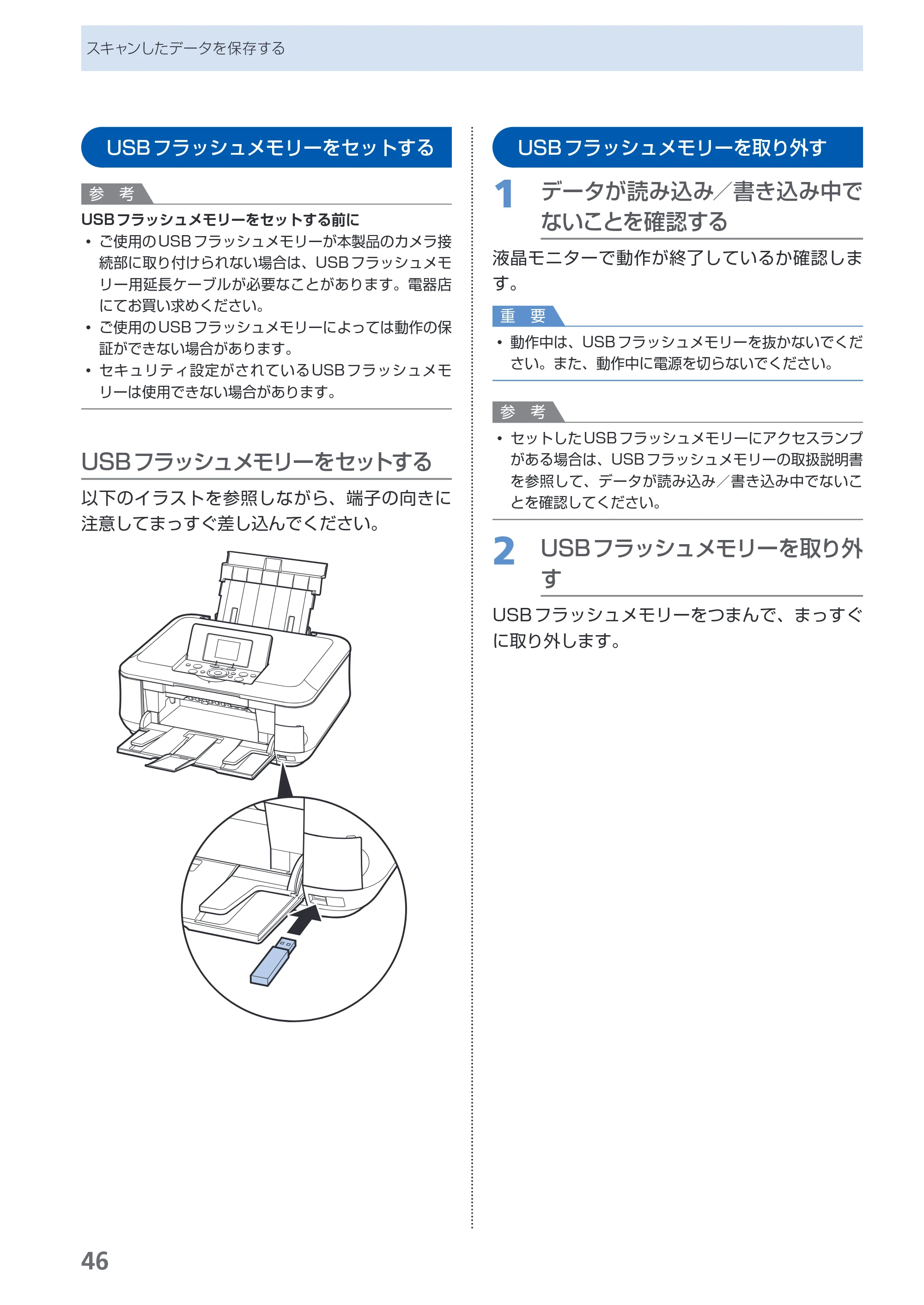 キヤノン PIXUS MP620 らくらく操作ガイド （PDF形式／21.54Mバイト） — USBフラッシュメモリーをセットする — 原本ページ — 48ページ