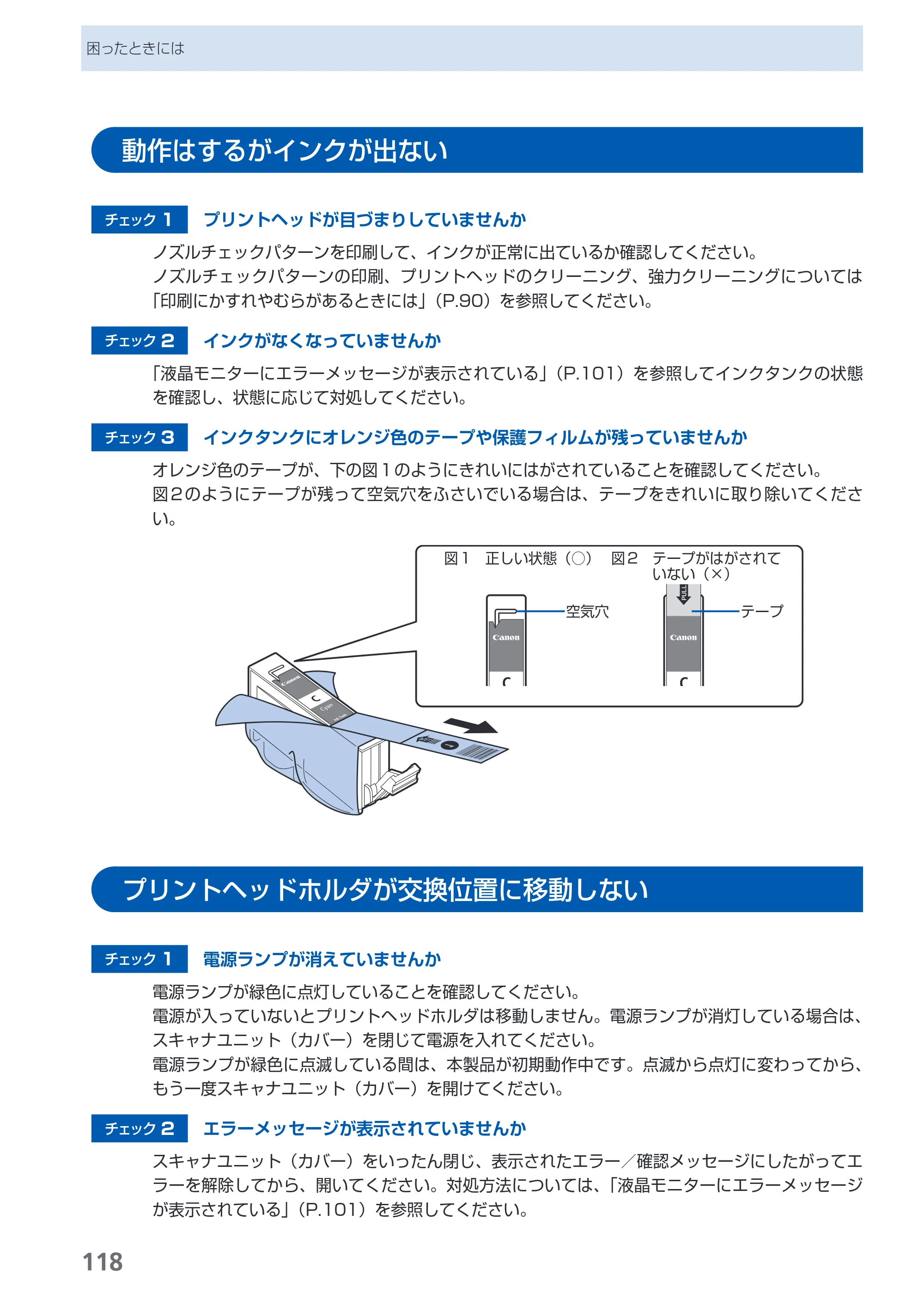 キヤノン PIXUS MP620 らくらく操作ガイド （PDF形式／21.54Mバイト） — 動作はするがインクが出ない — 原本ページ — 120ページ