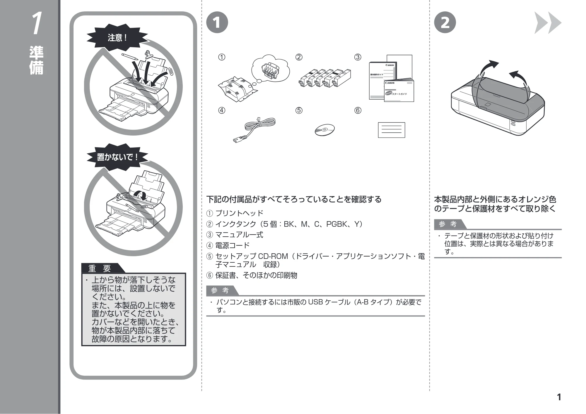 キヤノン PIXUS iX6530 かんたんスタートガイド （PDF形式／3.23Mバイト） — 準備 — 原本ページ — 3ページ