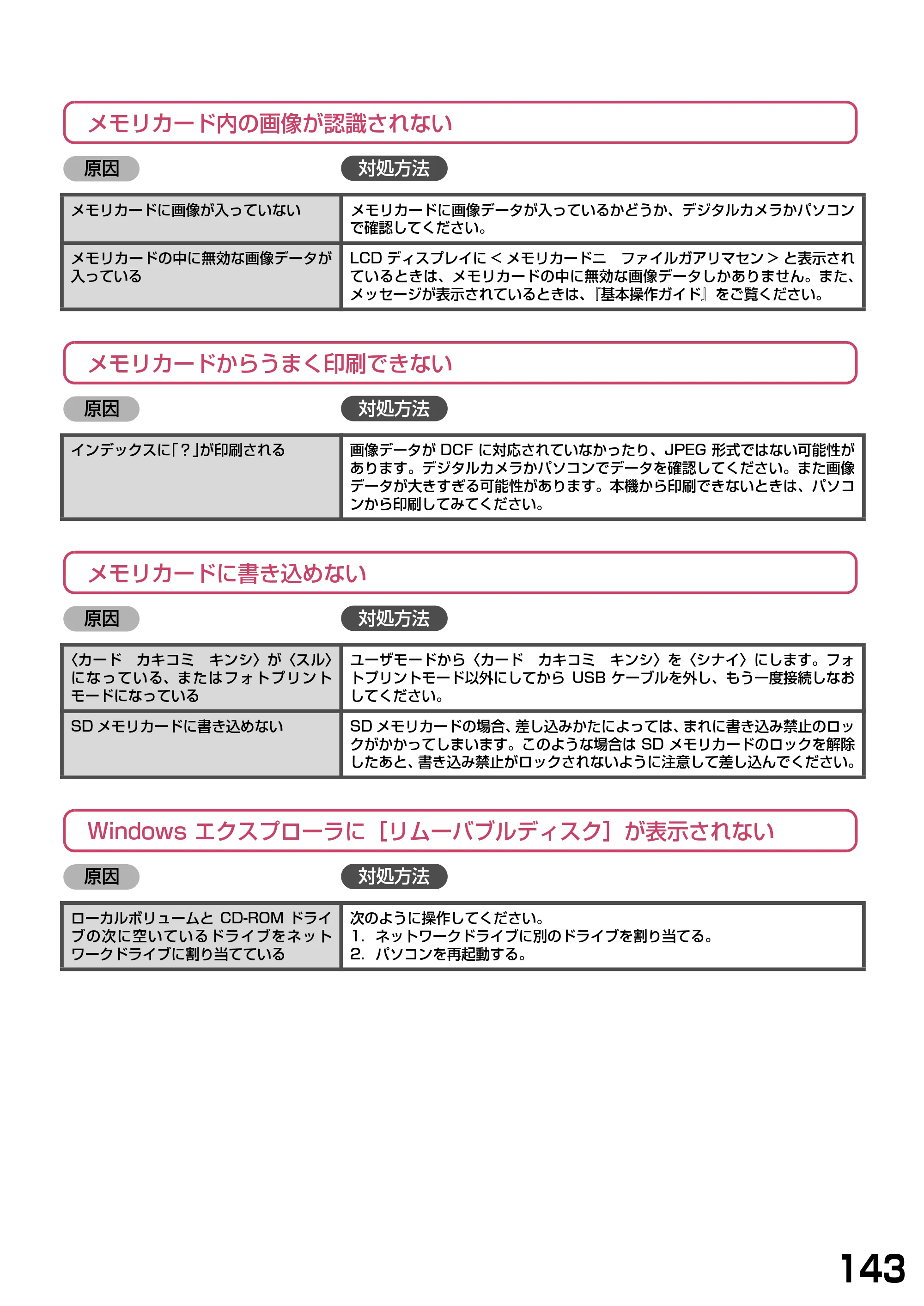 キヤノン PIXUS MP360 ソフトウエアガイド （PDF形式／6.4Mバイト） — メモリカード内の画像が認識されない — 原本ページ — 146ページ
