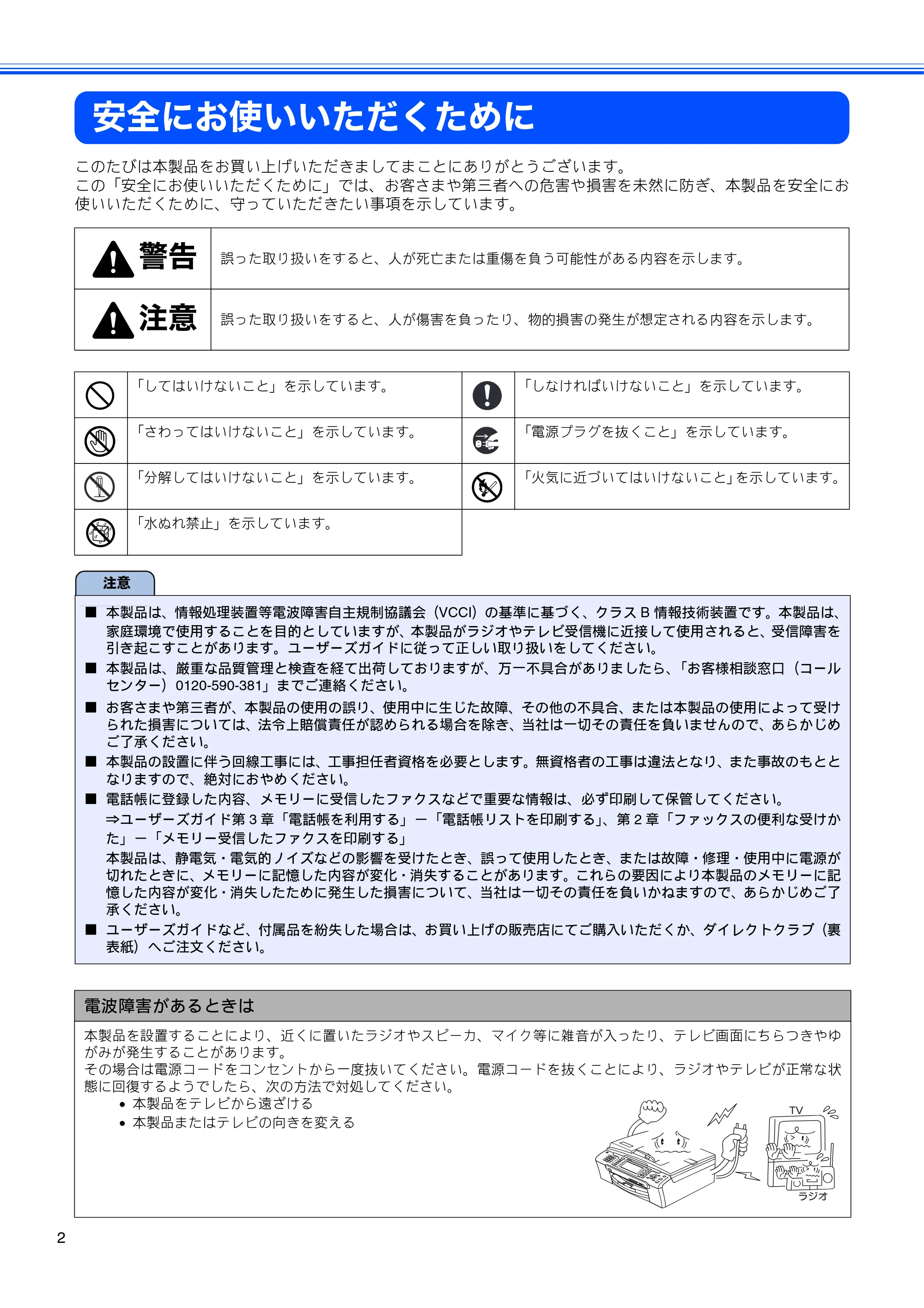 ブラザー MFC-480CN かんたん設置ガイド — 安全にお使いいただくために — 原本ページ — 4ページ