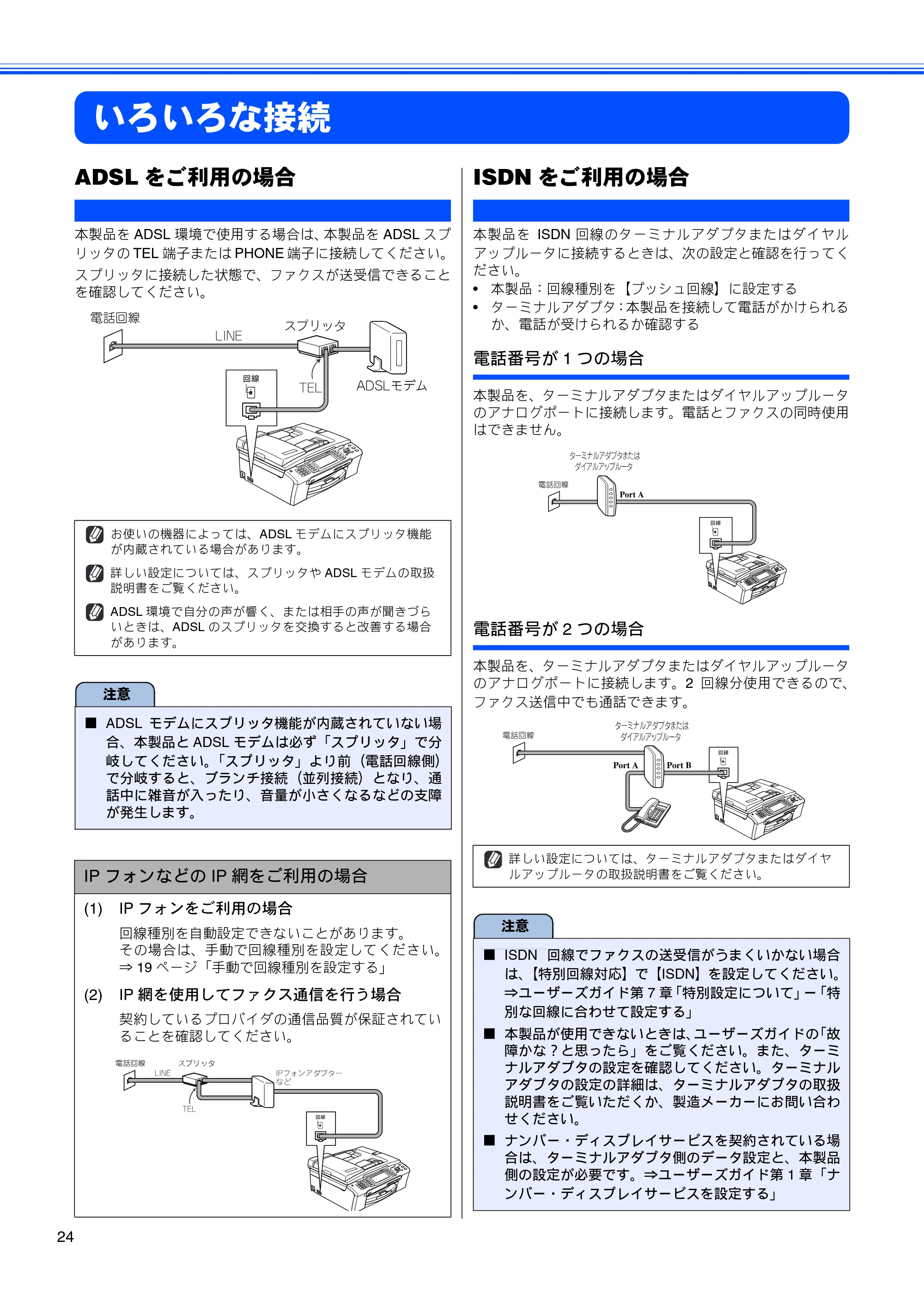 ブラザー MFC-480CN かんたん設置ガイド — いろいろな接続 — 原本ページ — 26ページ