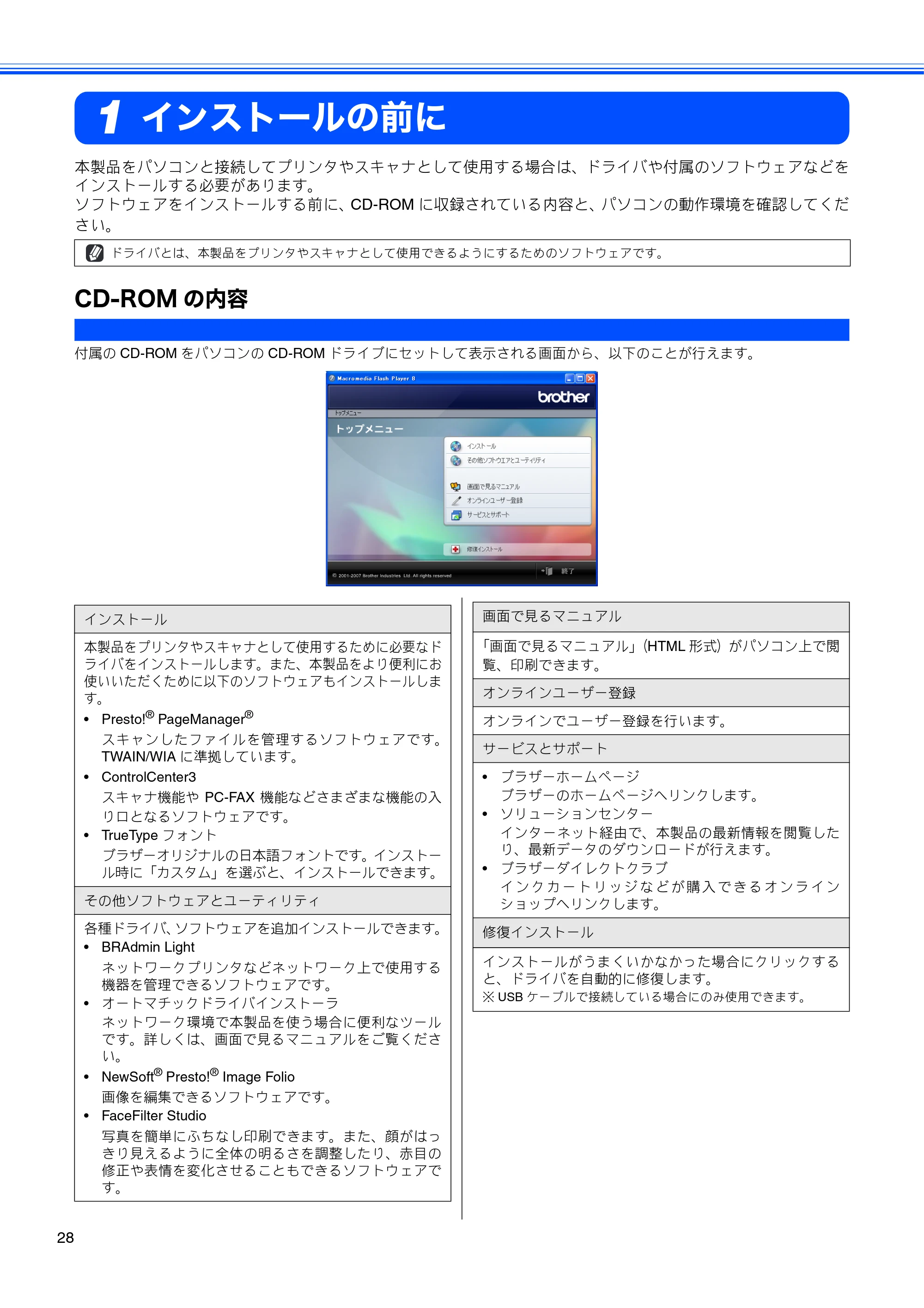 ブラザー MFC-480CN かんたん設置ガイド — インストールの前に — 原本ページ — 30ページ