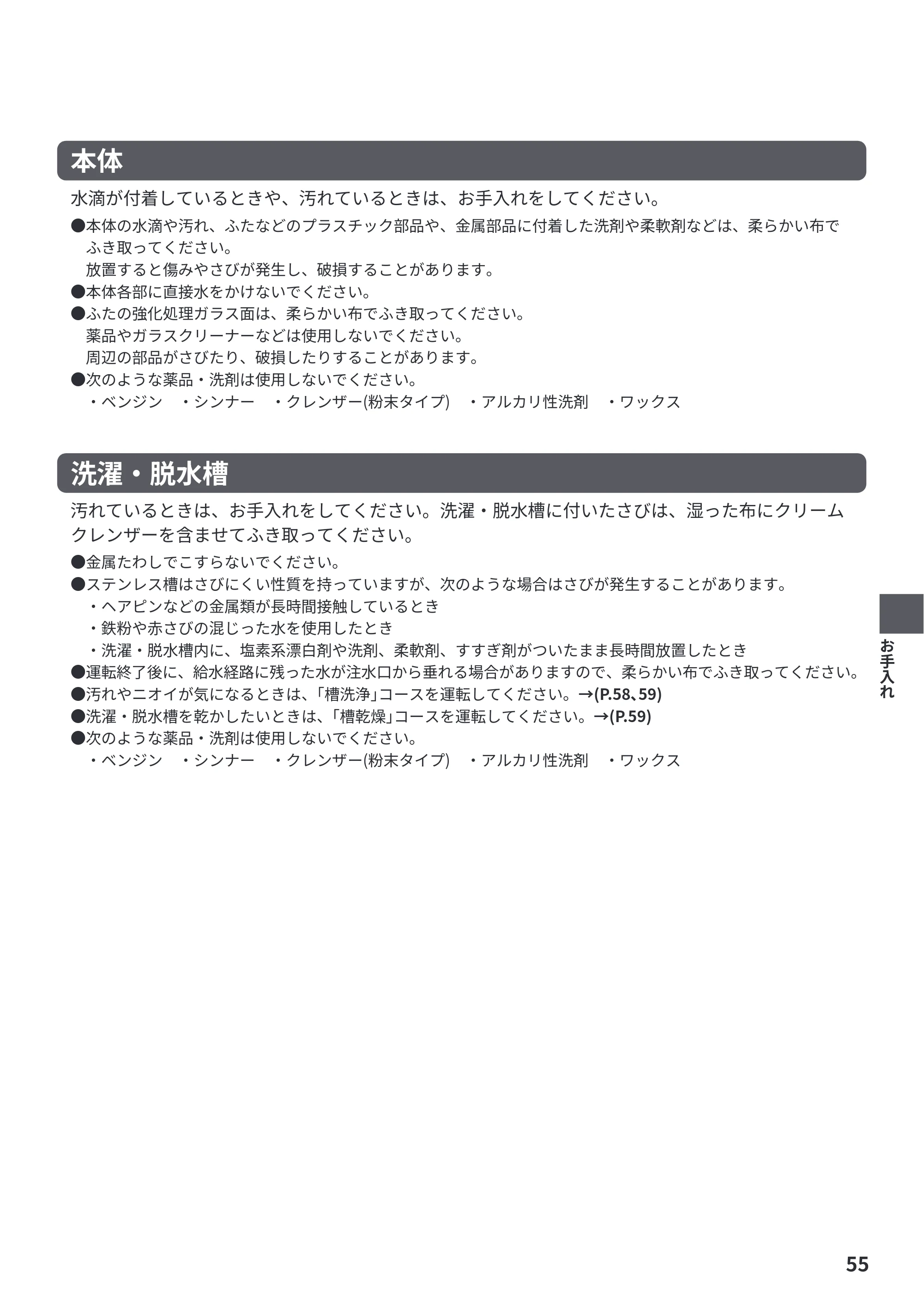 日立 BW-X100P / BW-X90P 取扱説明書 — 原本ページ — 55ページ