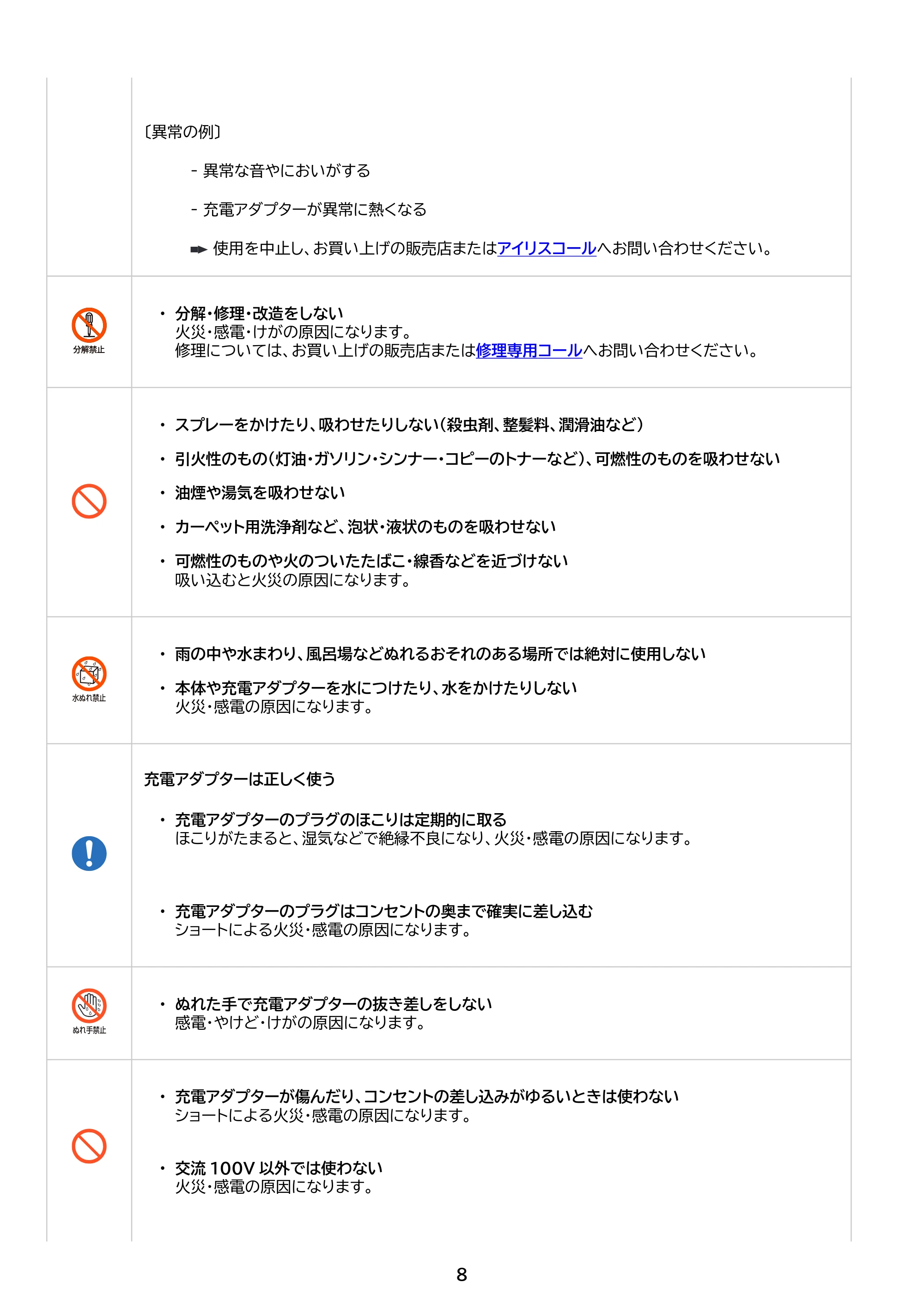 アイリスオーヤマ HCD-B1 取扱説明書 — 原本ページ — 8ページ