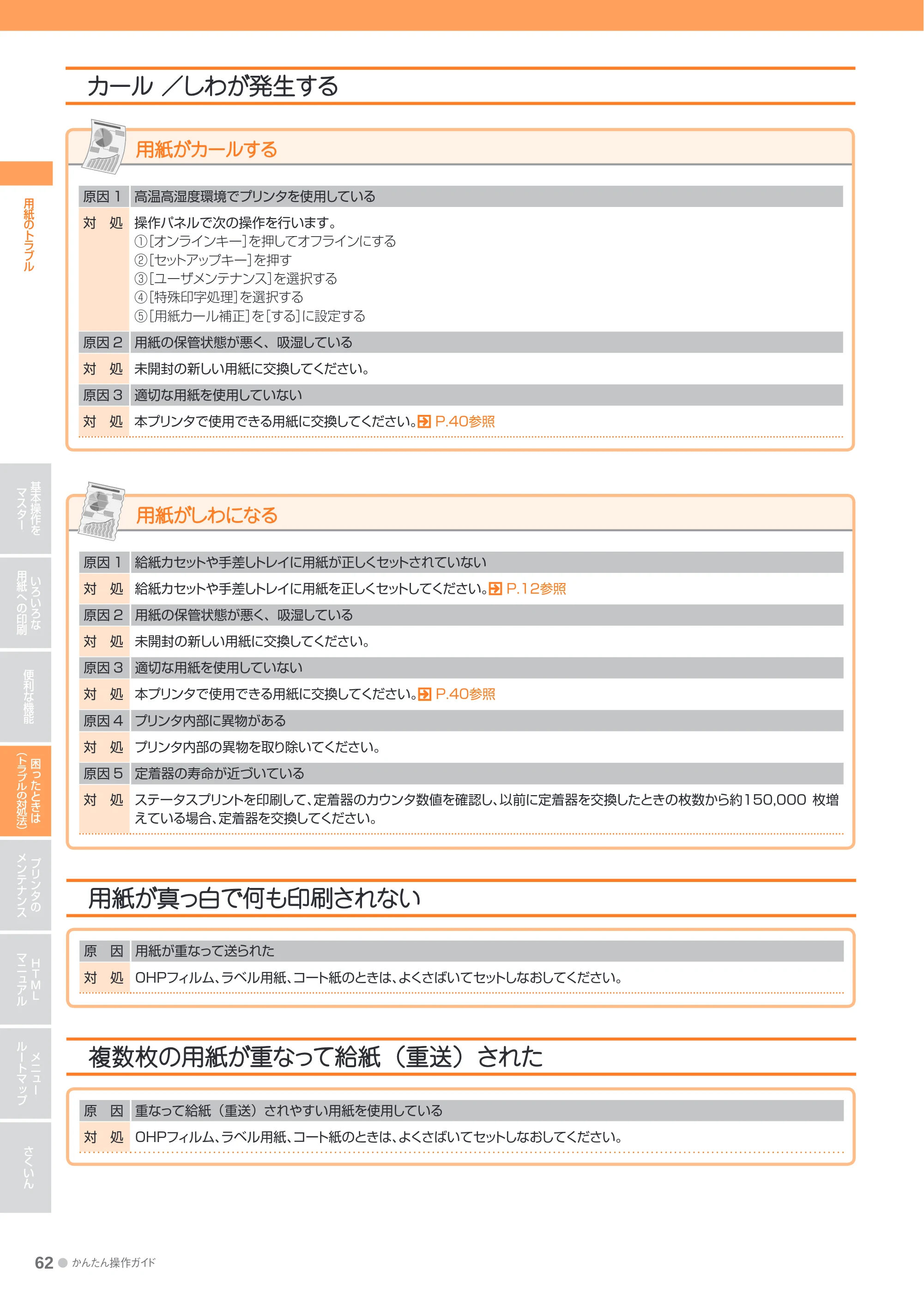 キヤノン LBP9600C/9500C かんたん操作ガイド 2009年12月18日更新 （PDF形式／19.35Mバイト） — 原本ページ — 62ページ