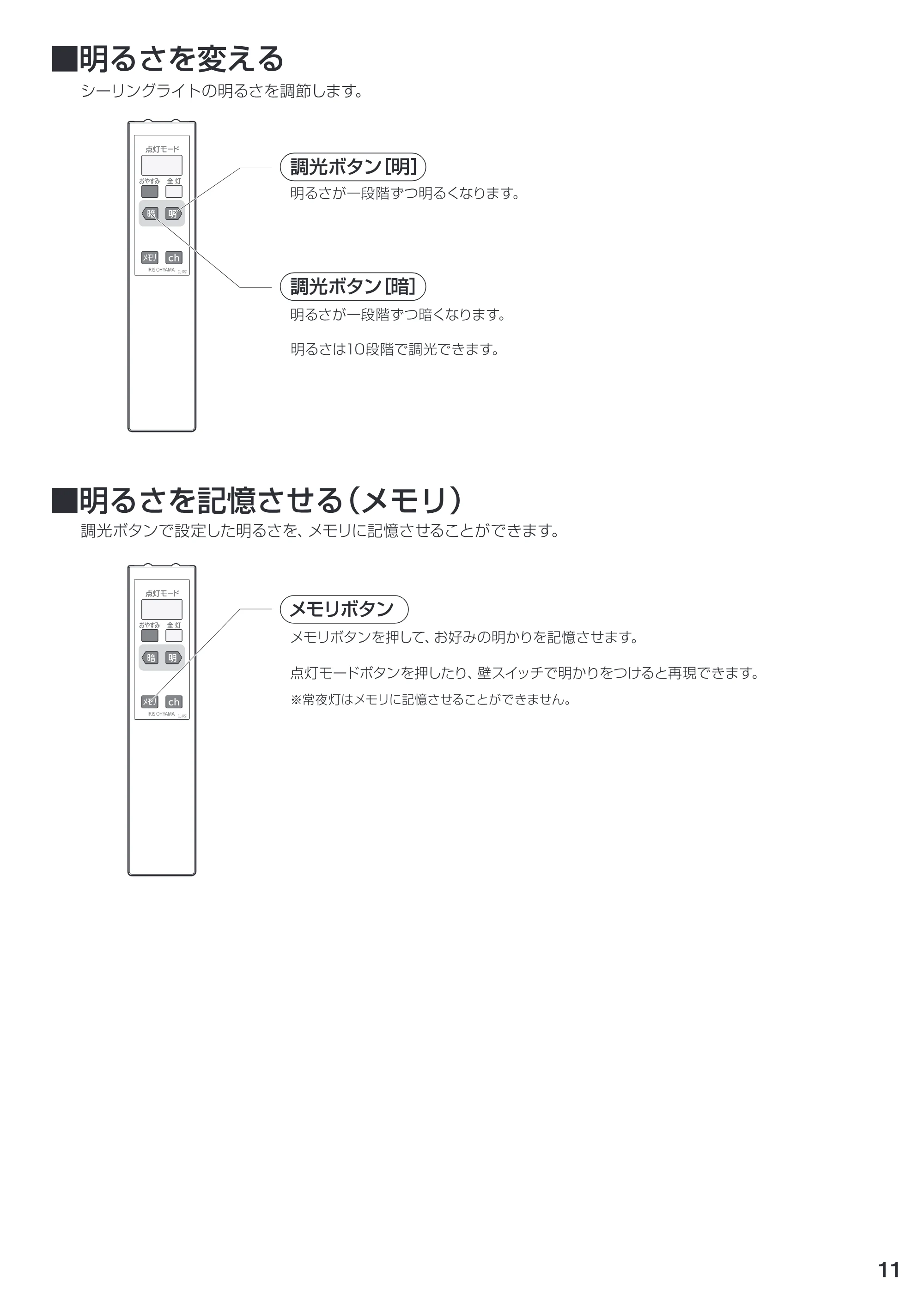 アイリスオーヤマ CL6N-U1 取扱説明書 — 原本ページ — 11ページ
