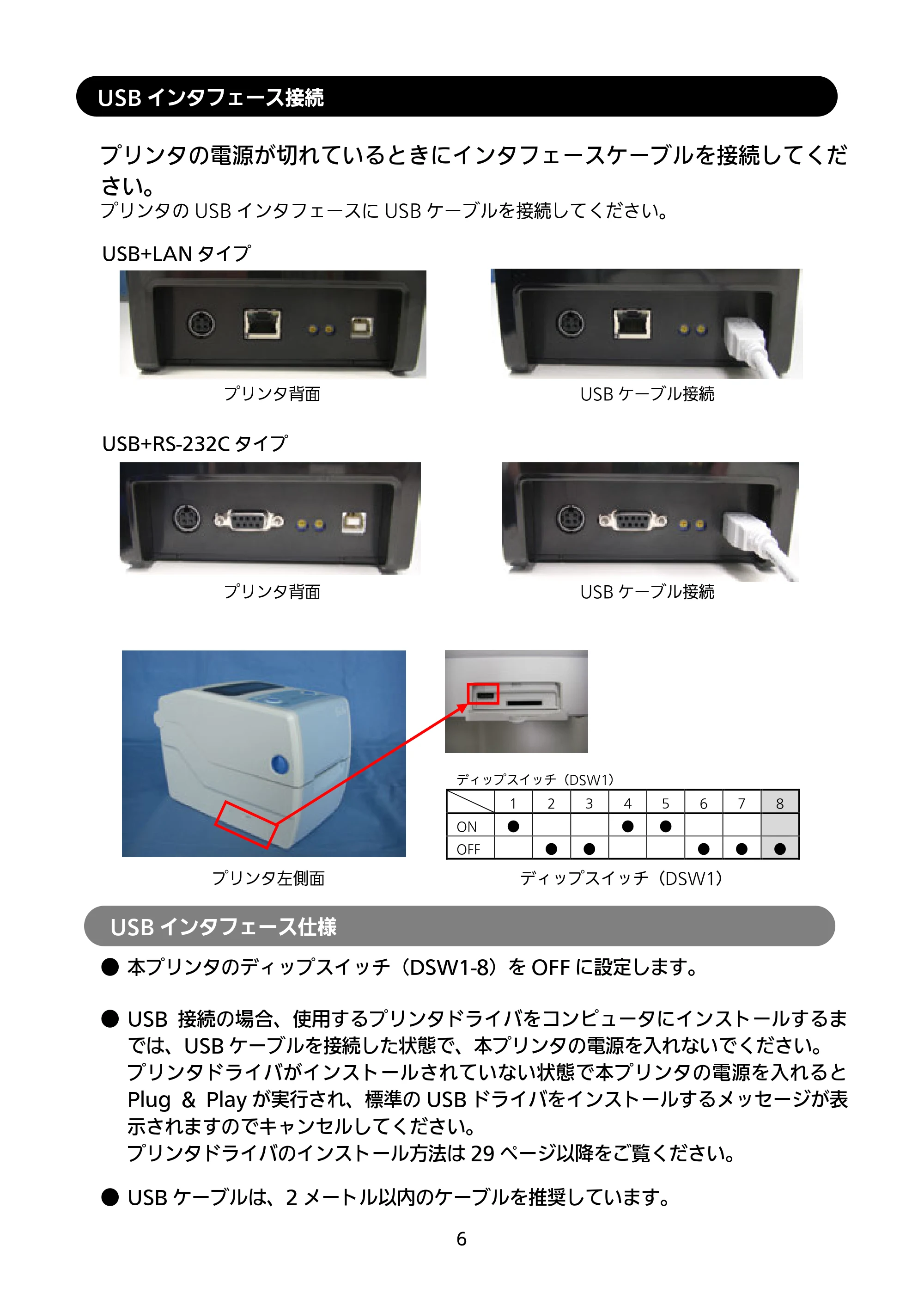 サトー Et Vie(エヴィ)シリーズ / t Vie(エヴィ)シリーズ セットアップガイド（第4版） — USBインタフェース接続 — 原本ページ — 7ページ