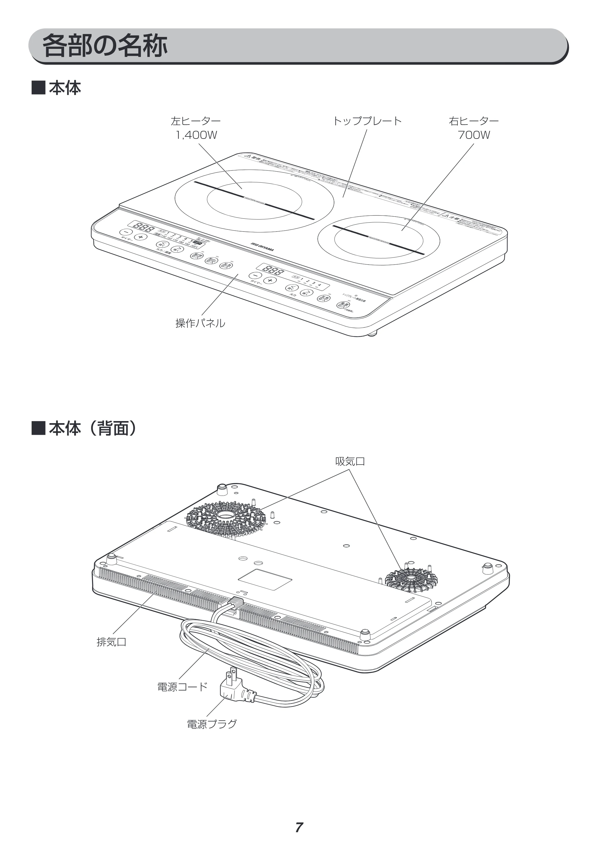 アイリスオーヤマ IHK-W13 取扱説明書 — 原本ページ — 7ページ